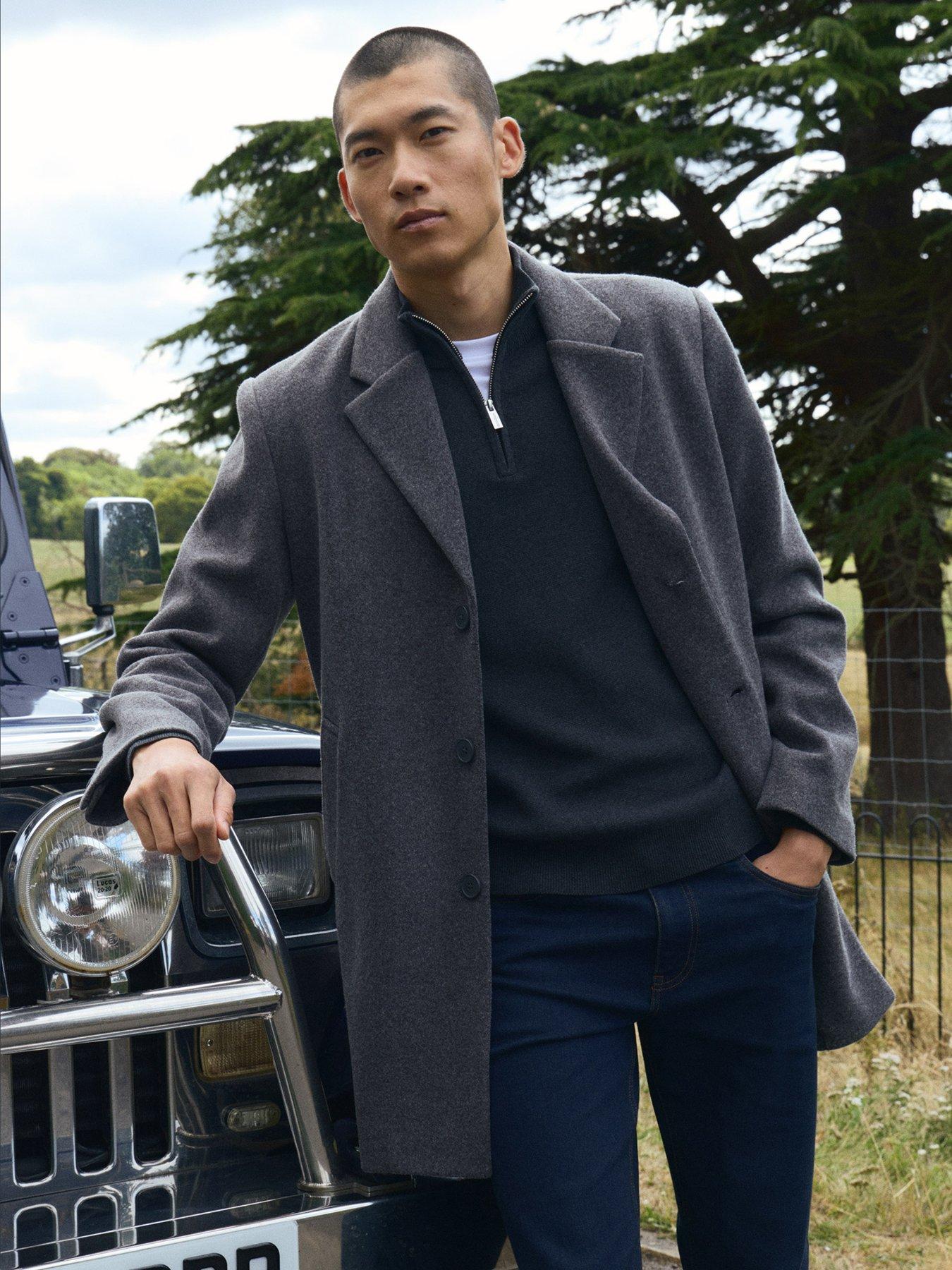 Image 1 of 5 of Threadbare The Classic Faux Wool Trench Coat In Charcoal Grey