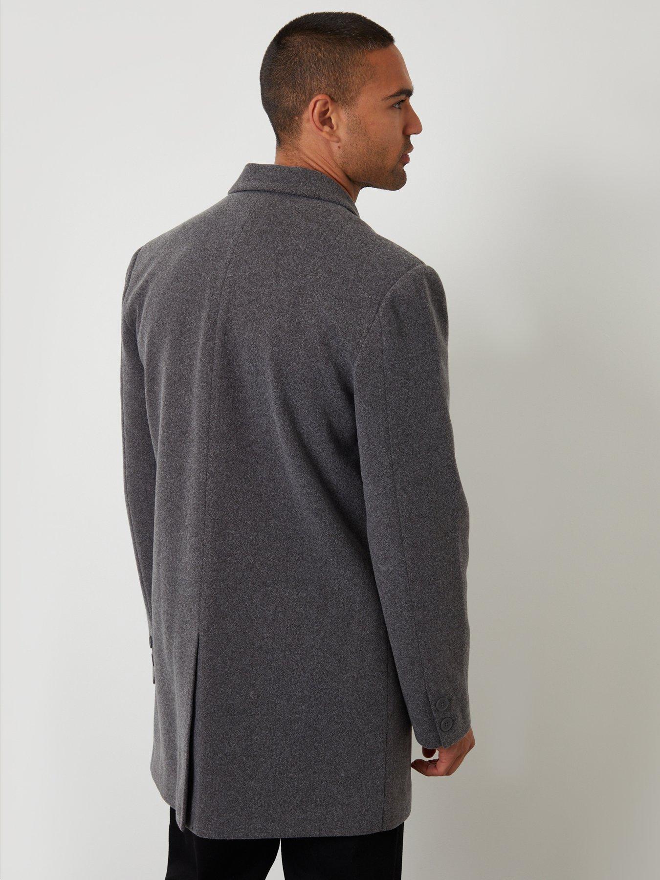 Image 2 of 5 of Threadbare The Classic Faux Wool Trench Coat In Charcoal Grey
