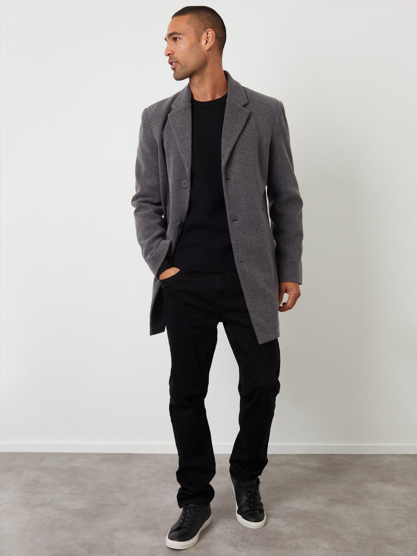 Image 3 of 5 of Threadbare The Classic Faux Wool Trench Coat In Charcoal Grey