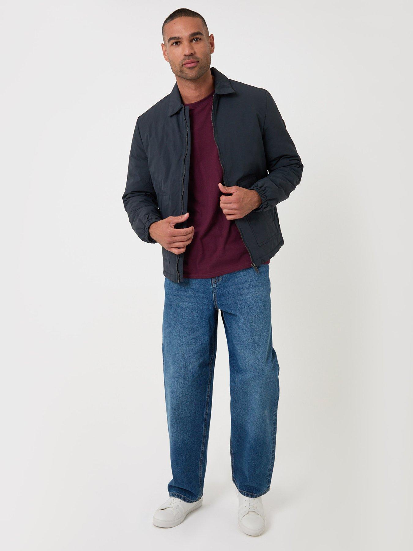 Image 3 of 6 of Threadbare Mens Light Padded Funnel Neck Zip Mayan Jacket - Navy