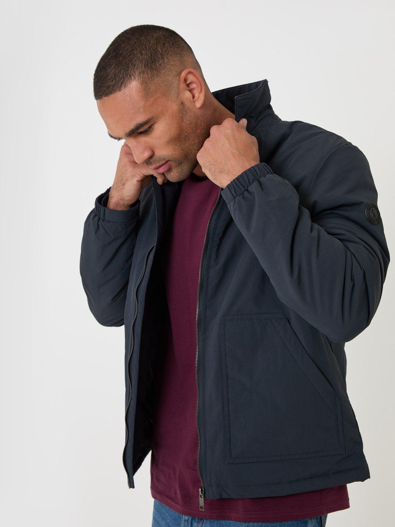 Image 5 of 6 of Threadbare Mens Light Padded Funnel Neck Zip Mayan Jacket - Navy
