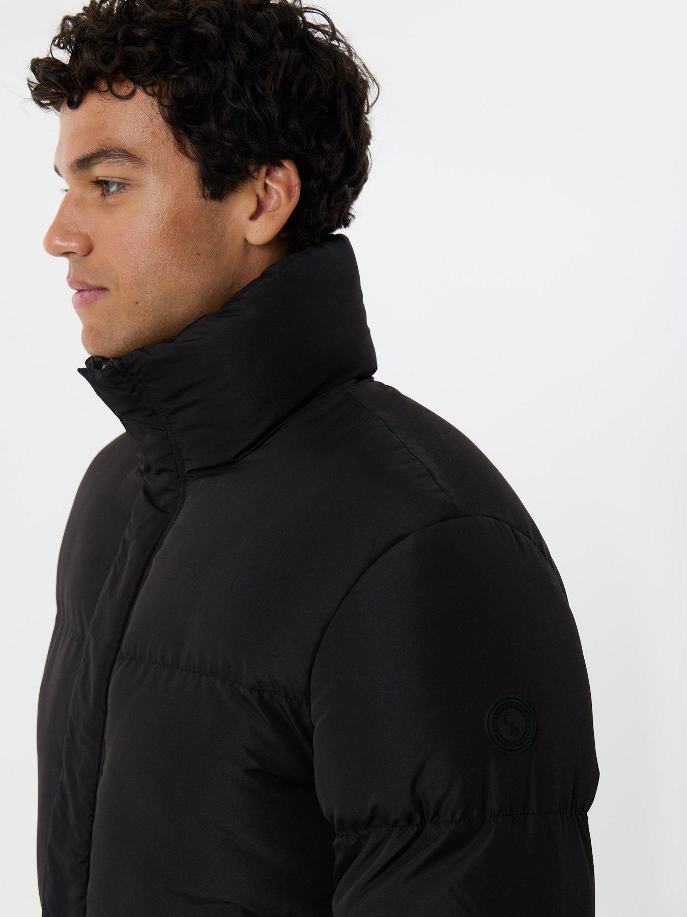 Image 4 of 4 of Threadbare Mens Padded High Collar Full-Zip Jacket - Black