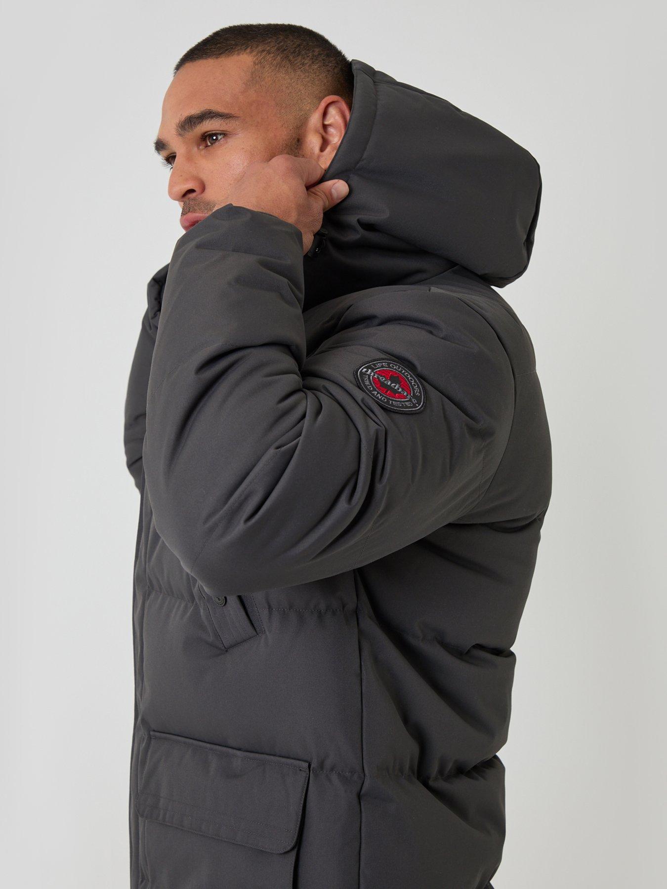 Image 5 of 6 of Threadbare Showerproof Hooded Puffer Coat With Adjustable Waist In Slate Grey