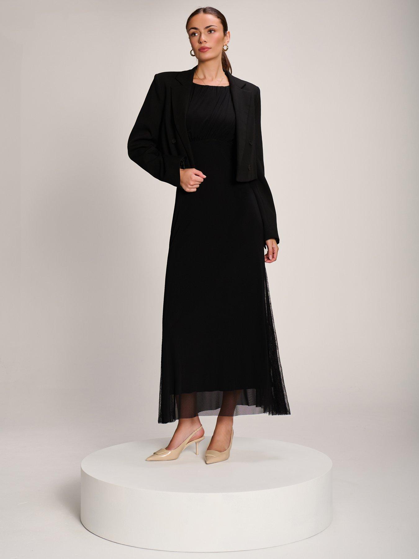 Image 3 of 7 of Jolie Moi Womens Lace Insert Mesh Maxi Dress - Black