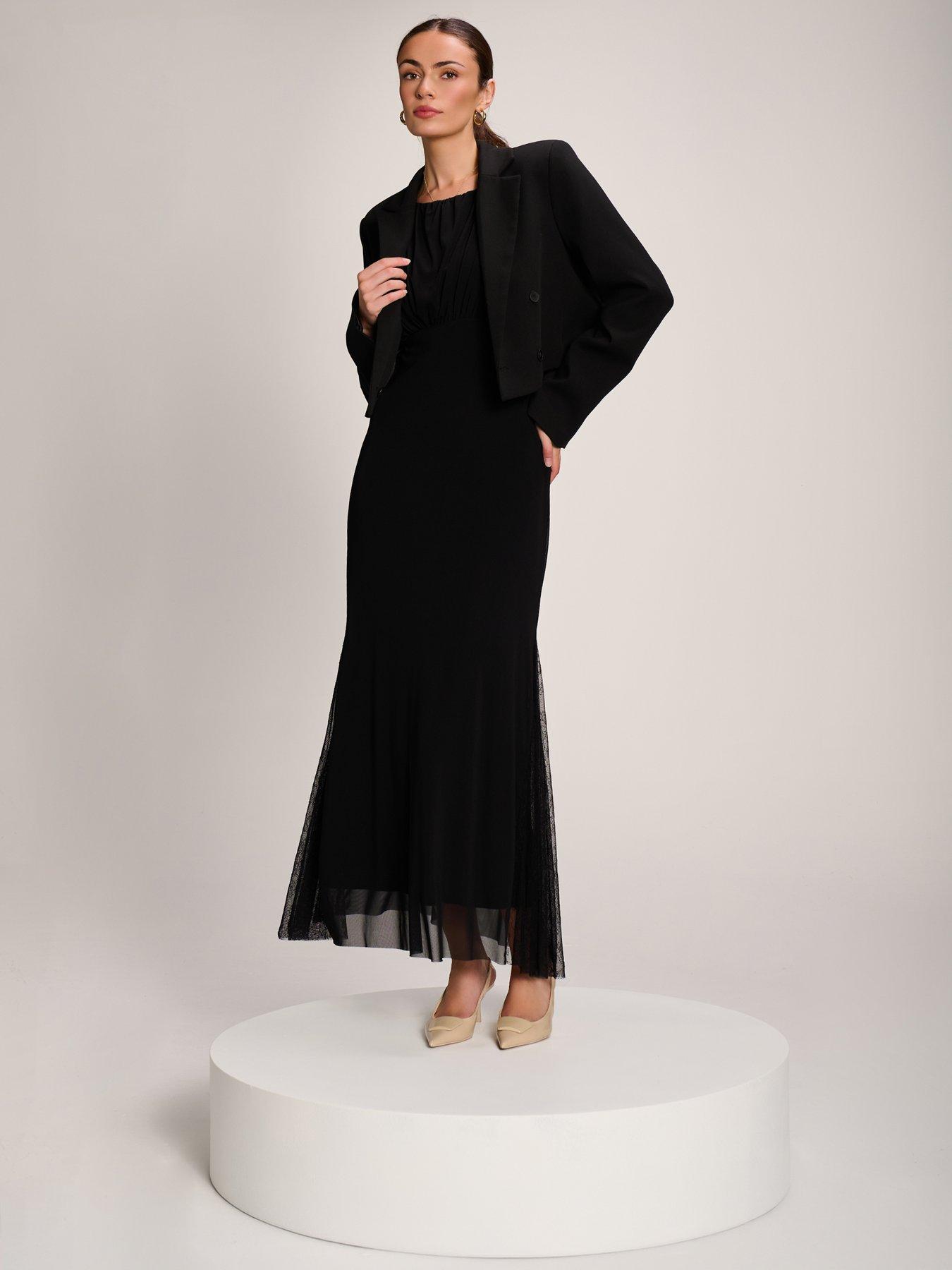 Image 6 of 7 of Jolie Moi Womens Lace Insert Mesh Maxi Dress - Black