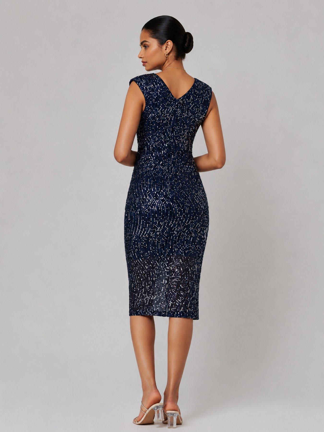 Image 2 of 6 of Jolie Moi Deja Sequin Midi Dress With Slit