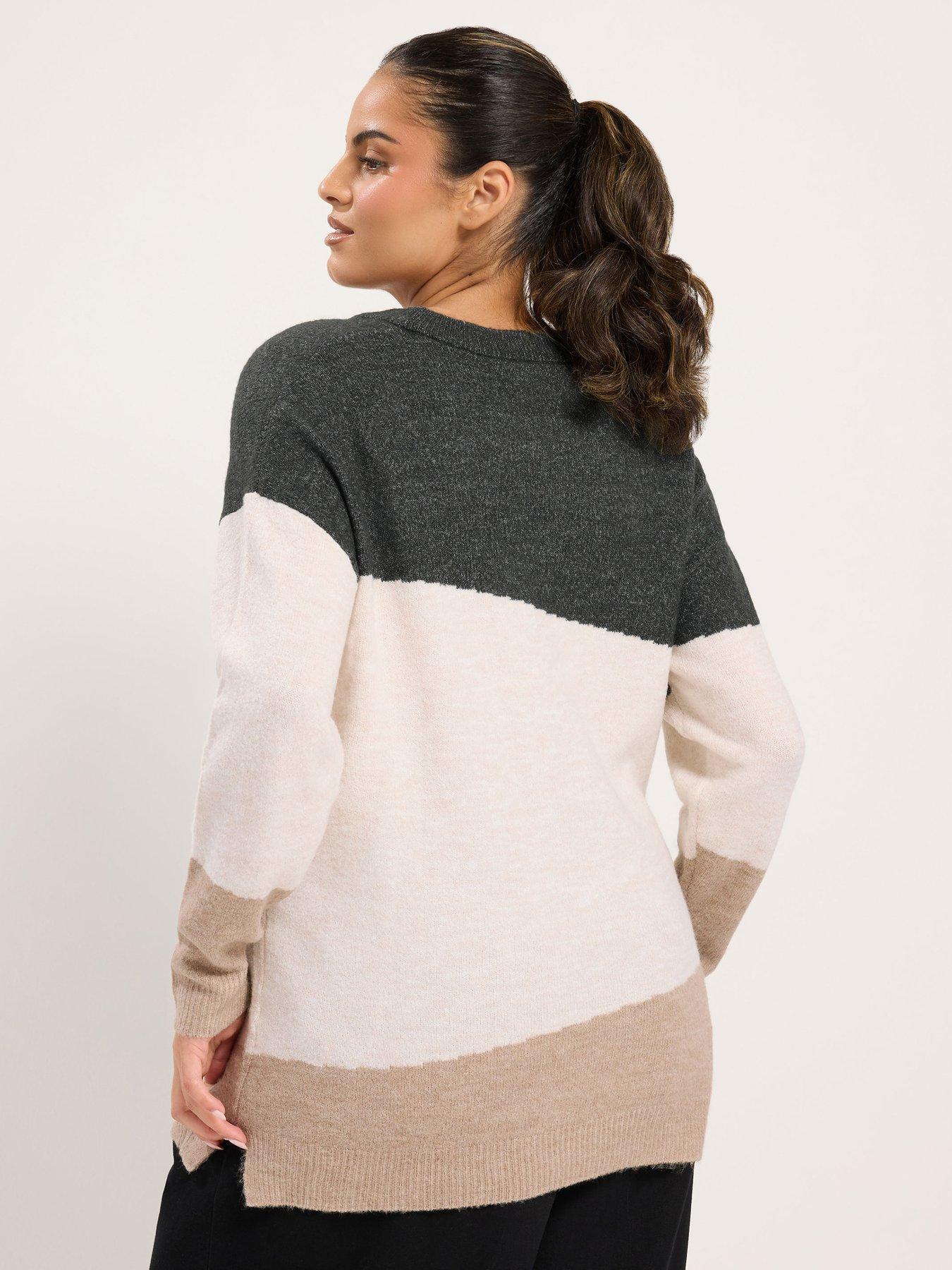 Image 2 of 4 of Yours Curve Colourblock Flash Yarn Jumper