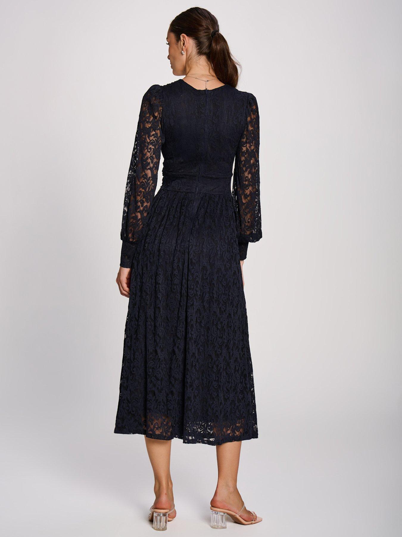 Image 2 of 7 of Jolie Moi Long Sleeve Printed Lace Maxi Dress