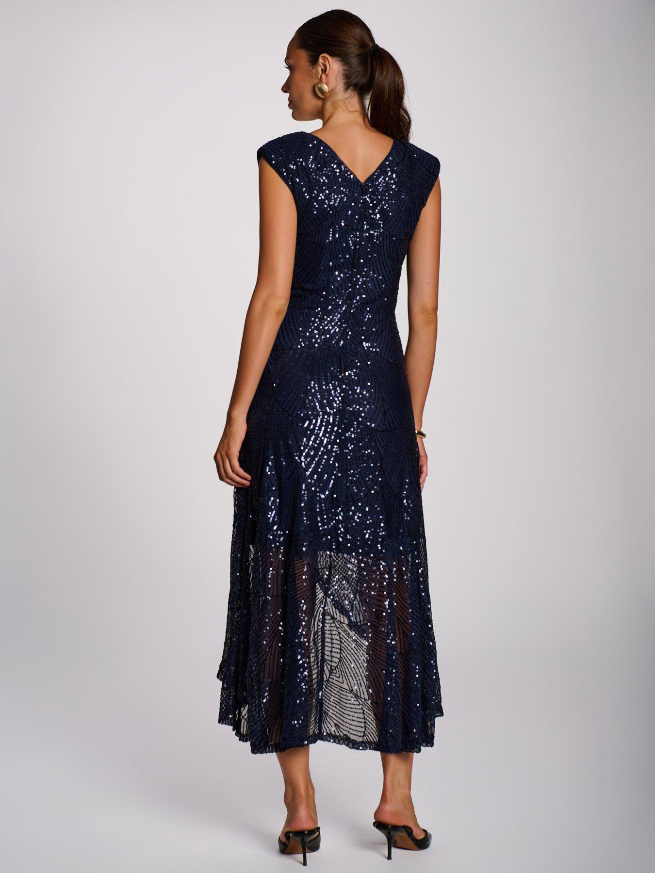 Image 2 of 7 of Jolie Moi Sequin V Neckline Maxi Dress