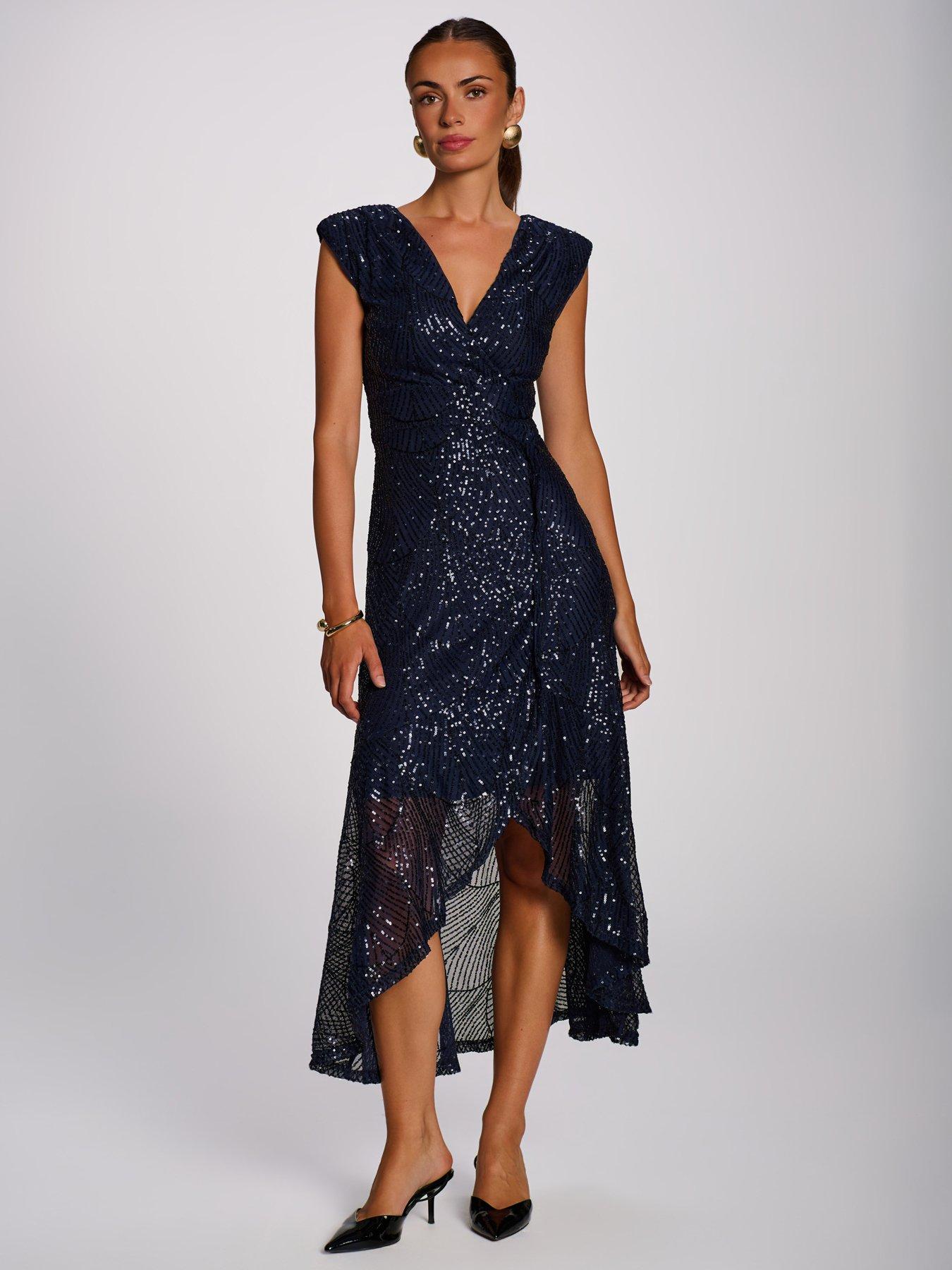 Image 3 of 7 of Jolie Moi Sequin V Neckline Maxi Dress