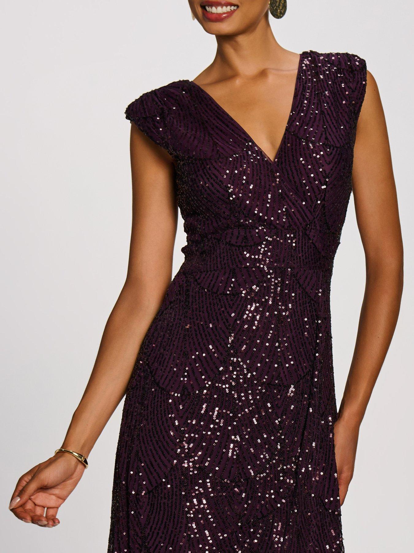 Image 4 of 7 of Jolie Moi Sequin V Neckline Maxi Dress