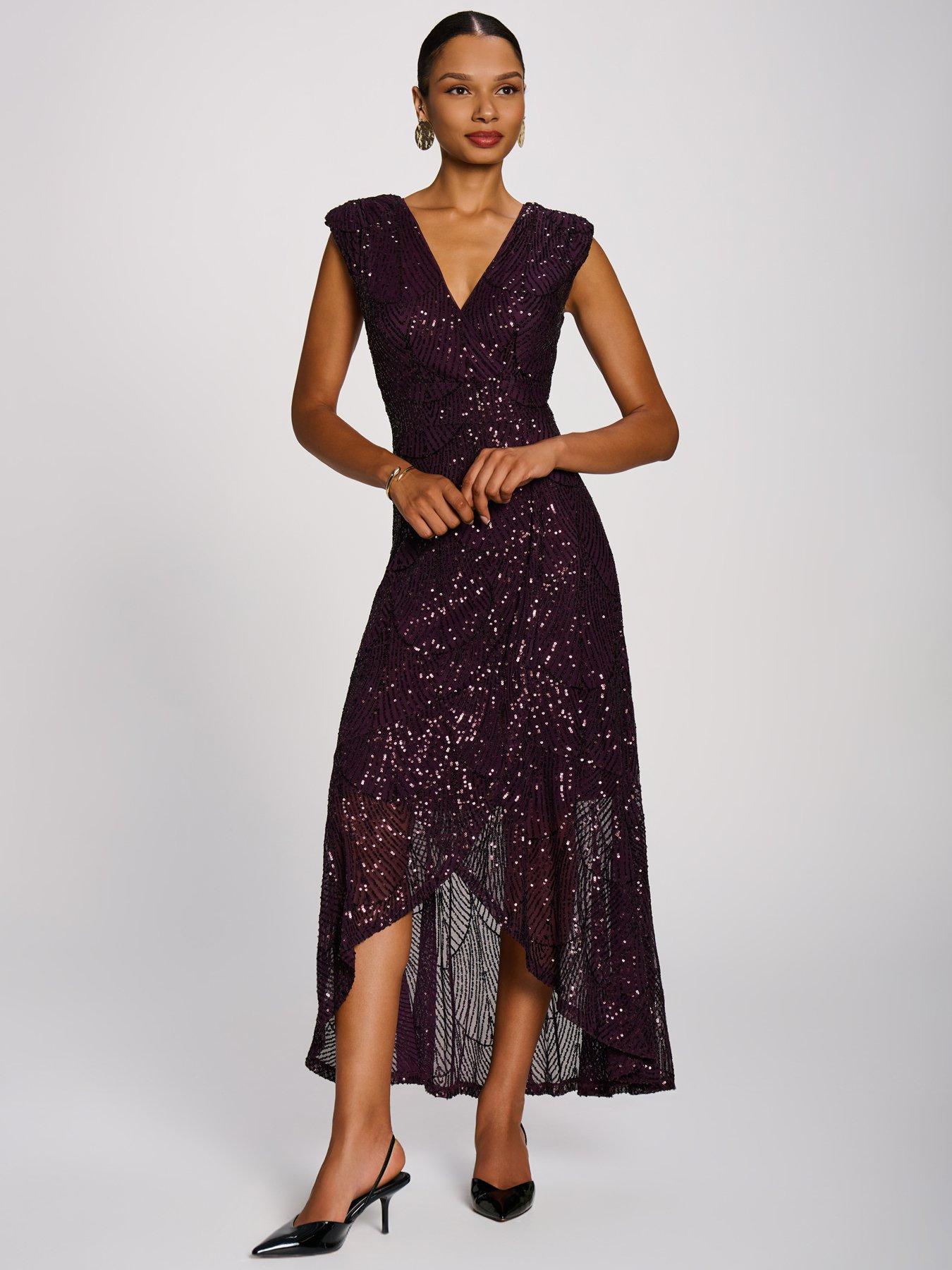 Image 5 of 7 of Jolie Moi Sequin V Neckline Maxi Dress
