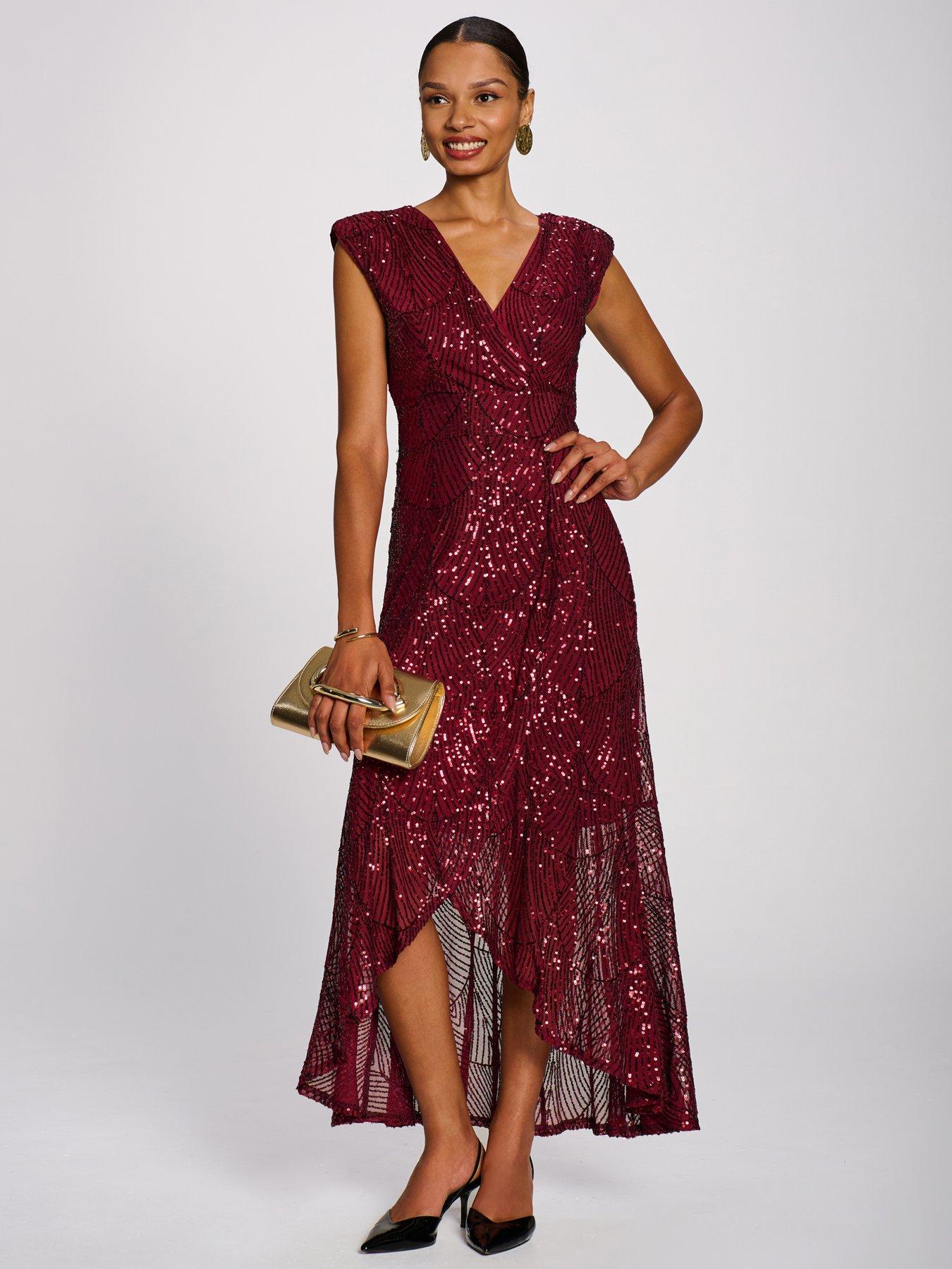 Image 1 of 7 of Jolie Moi Sequin Flare Hem Maxi Dress