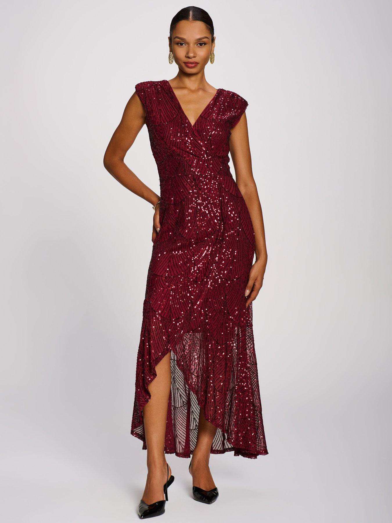 Image 5 of 7 of Jolie Moi Sequin Flare Hem Maxi Dress