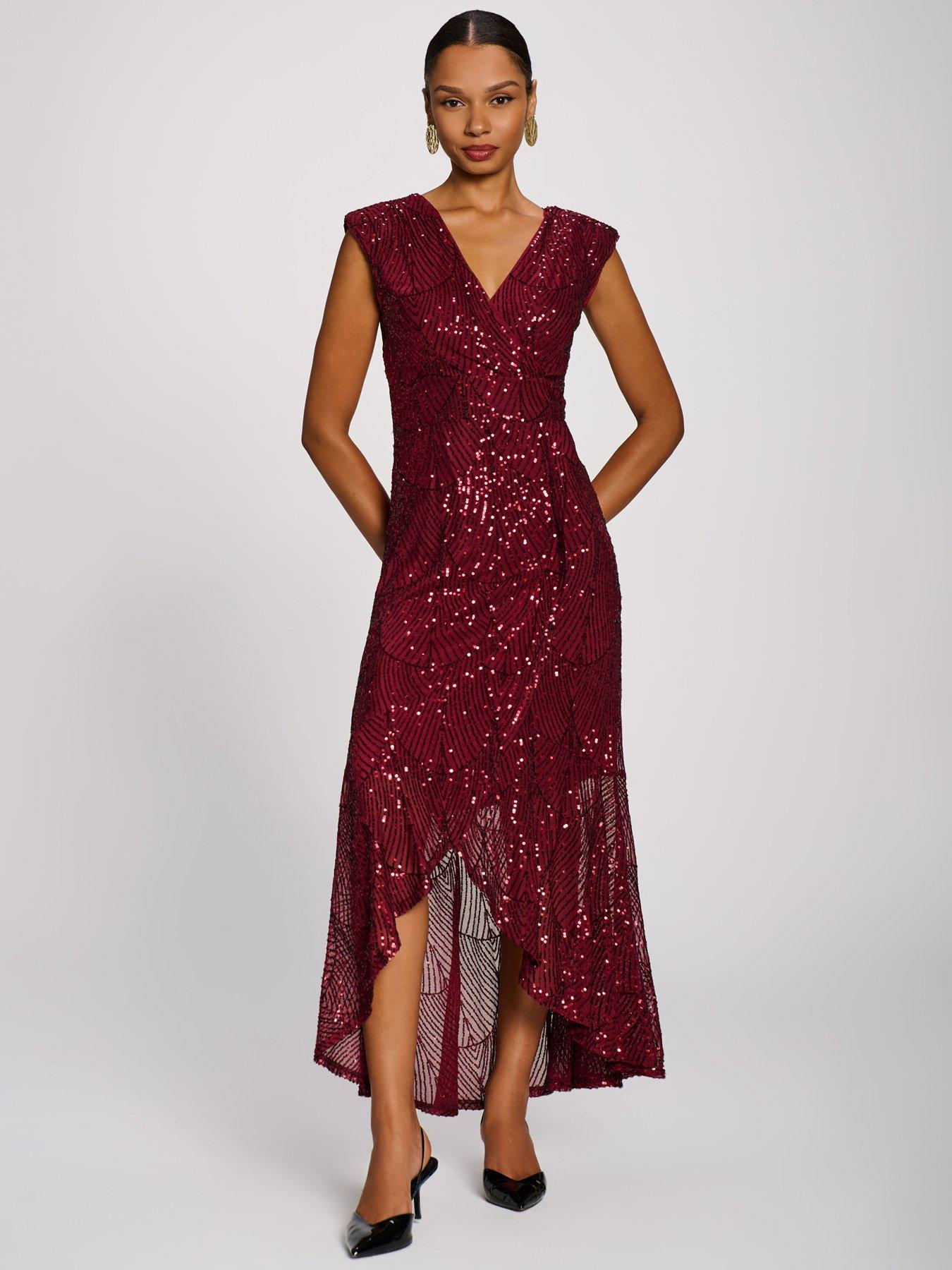Image 6 of 7 of Jolie Moi Sequin Flare Hem Maxi Dress