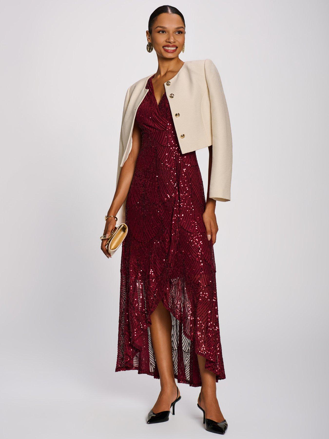 Image 7 of 7 of Jolie Moi Sequin Flare Hem Maxi Dress