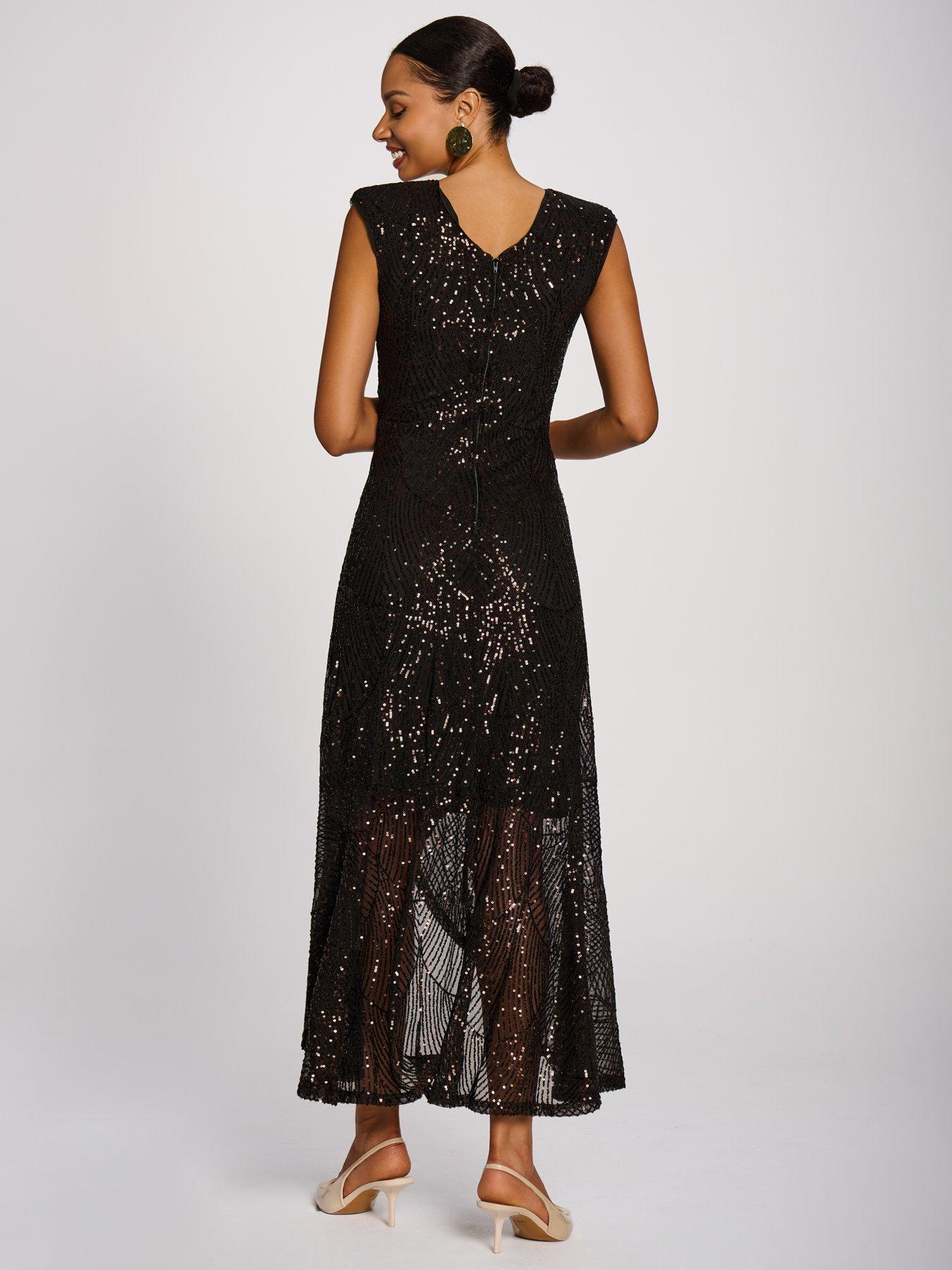 Image 2 of 7 of Jolie Moi Sequin V-neck Maxi Dress
