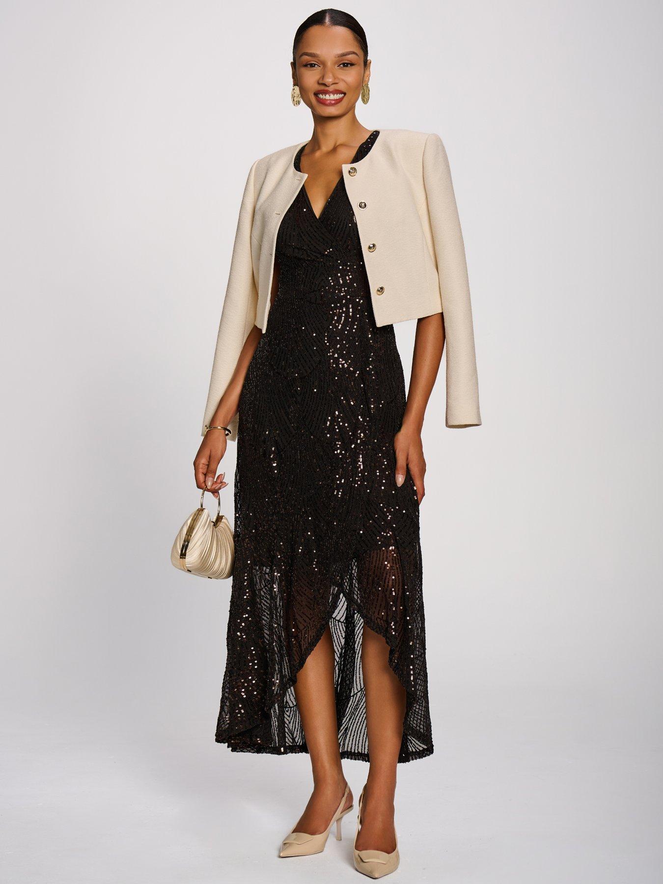 Image 3 of 7 of Jolie Moi Sequin V-neck Maxi Dress