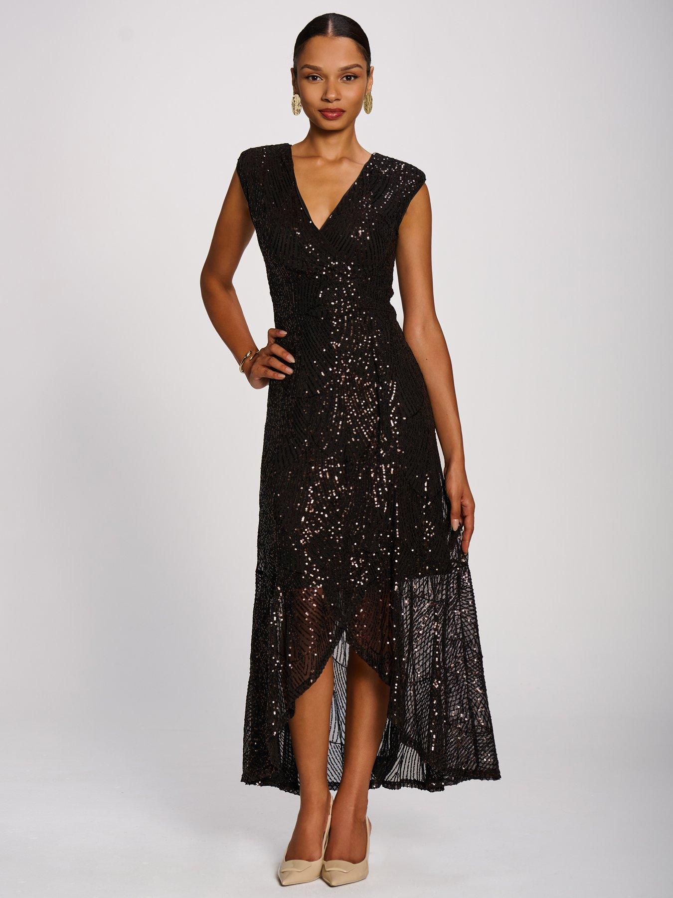 Image 5 of 7 of Jolie Moi Sequin V-neck Maxi Dress