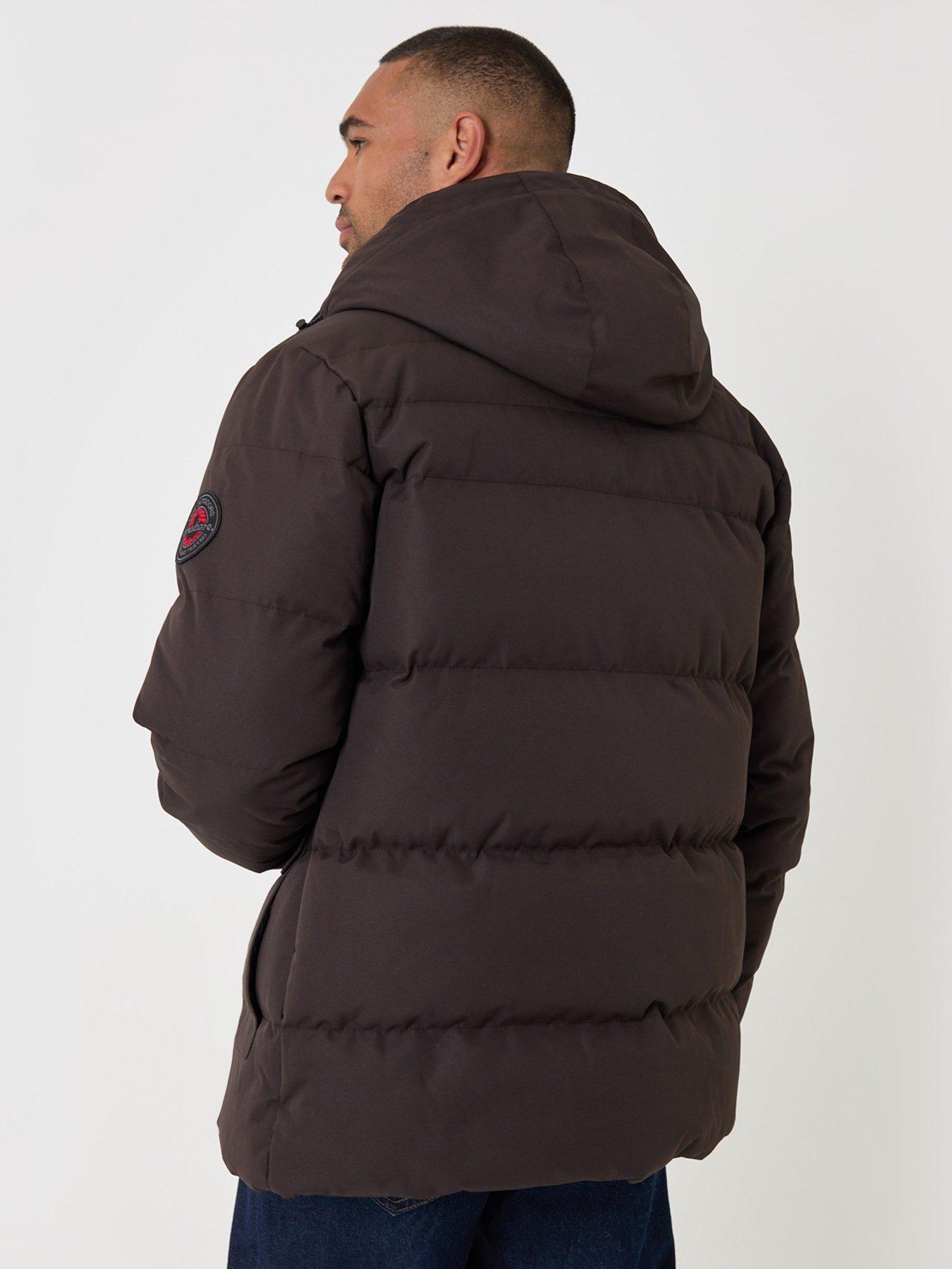 Image 2 of 6 of Threadbare Showerproof Hooded Puffer Coat With Borg Lined Hood In Chocolate Brown