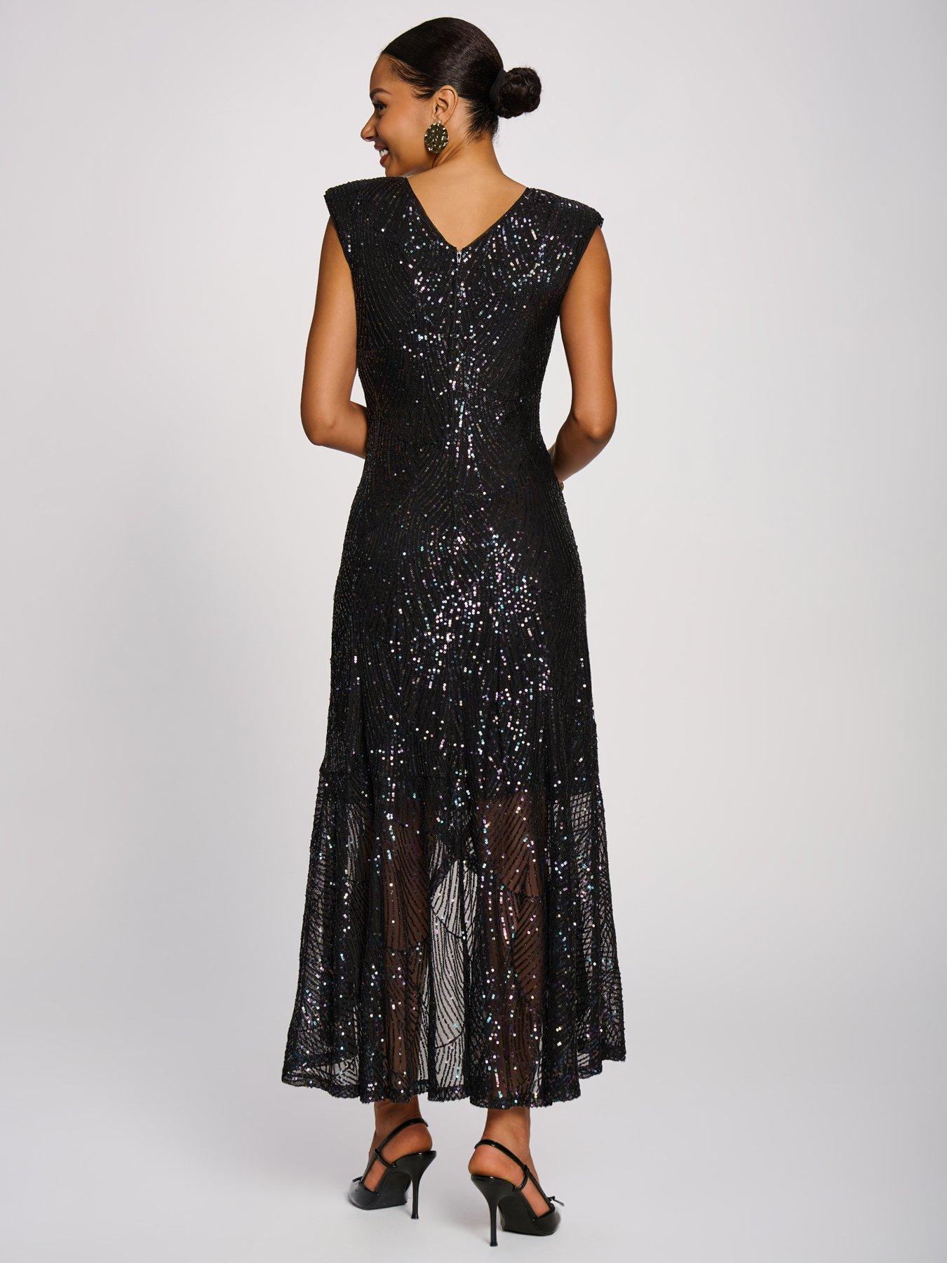 Image 2 of 7 of Jolie Moi Sequin V-neck Maxi Dress