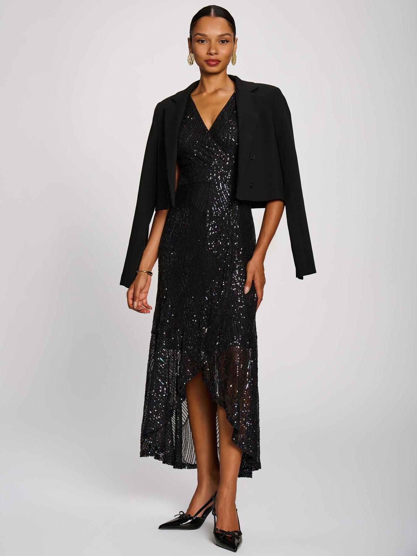 Image 3 of 7 of Jolie Moi Sequin V-neck Maxi Dress