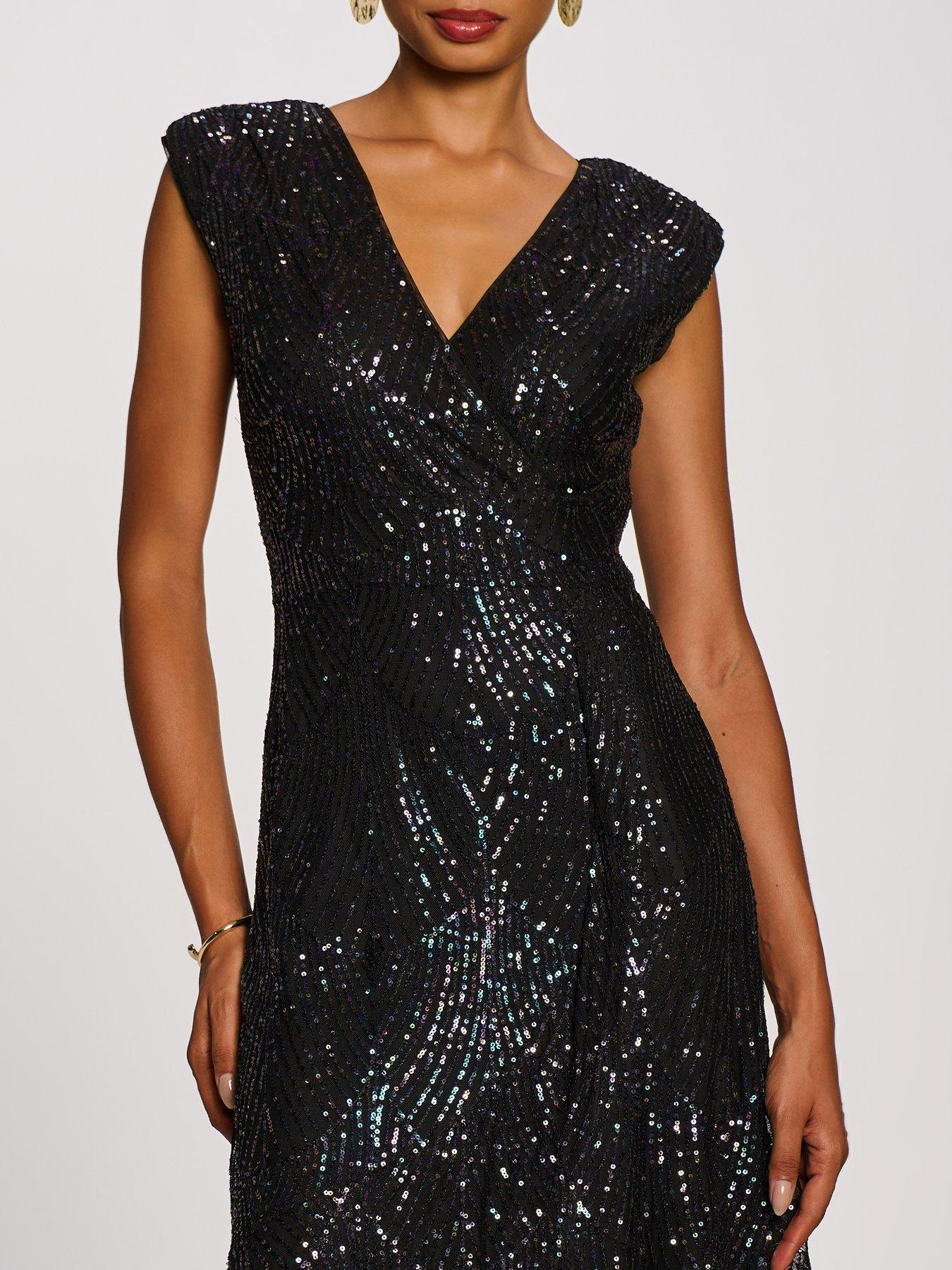 Image 4 of 7 of Jolie Moi Sequin V-neck Maxi Dress