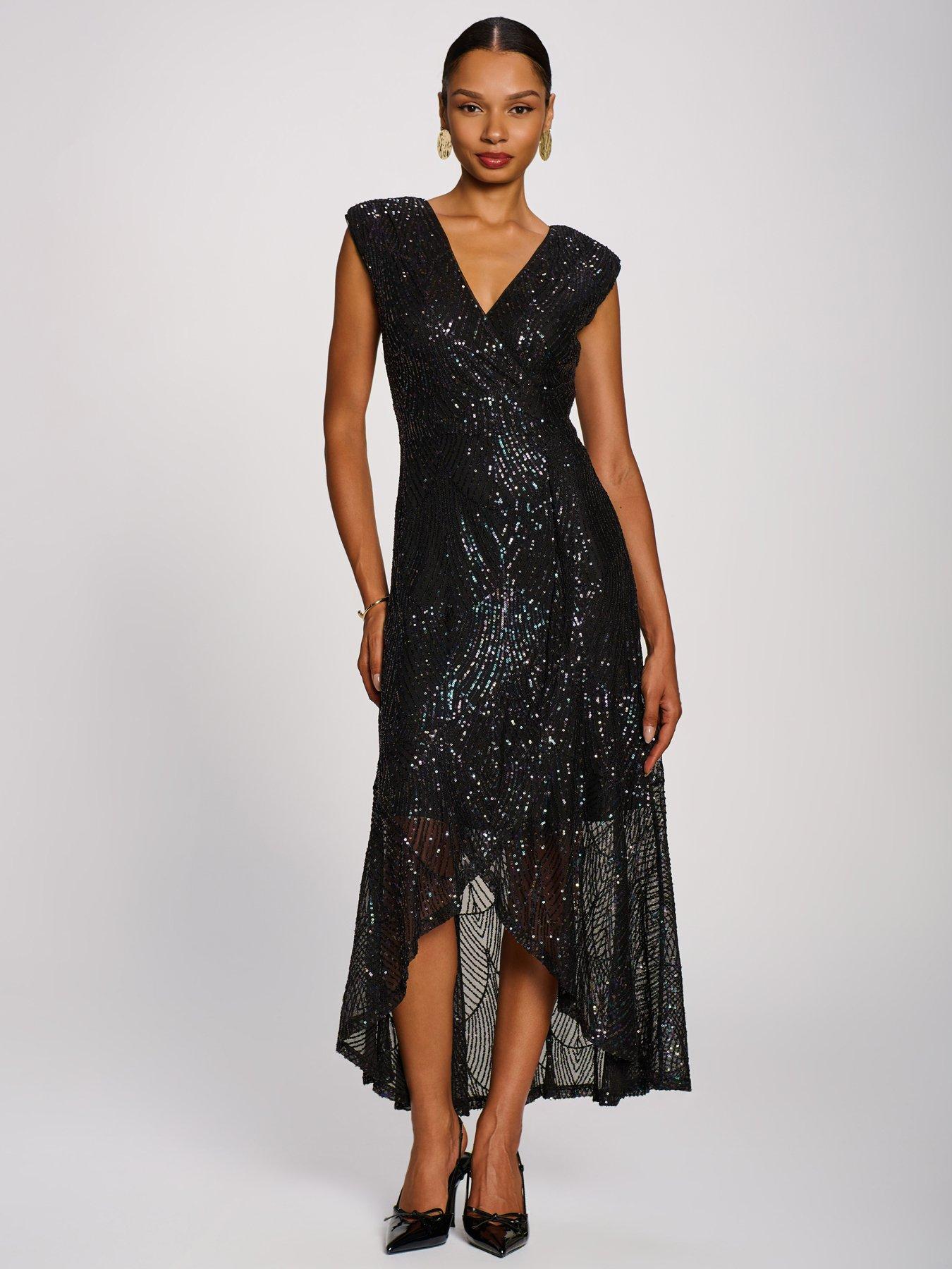 Image 5 of 7 of Jolie Moi Sequin V-neck Maxi Dress