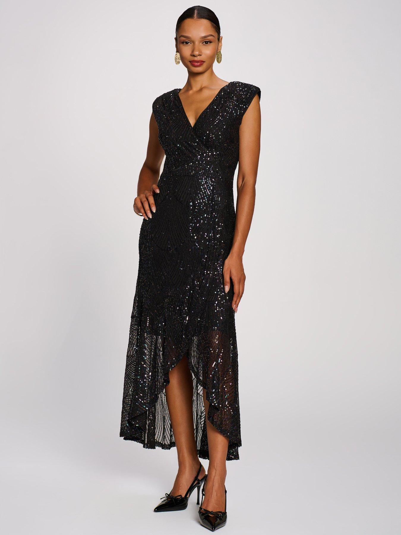Image 6 of 7 of Jolie Moi Sequin V-neck Maxi Dress