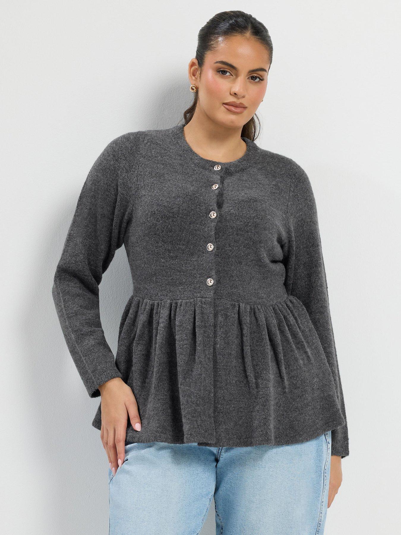 Image 1 of 4 of Yours Curve Peplum Flash Yarn Cardigan