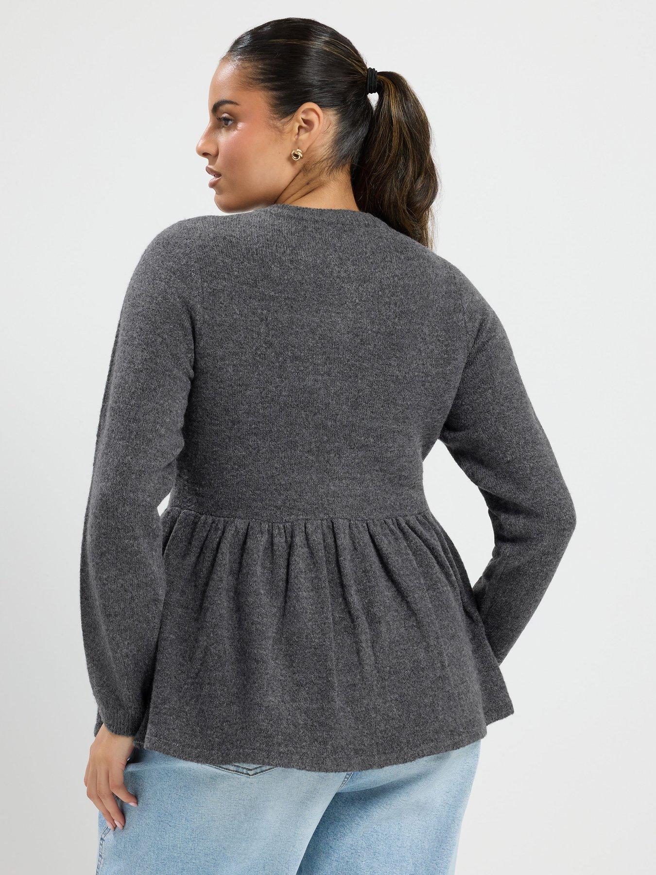 Image 2 of 4 of Yours Curve Peplum Flash Yarn Cardigan