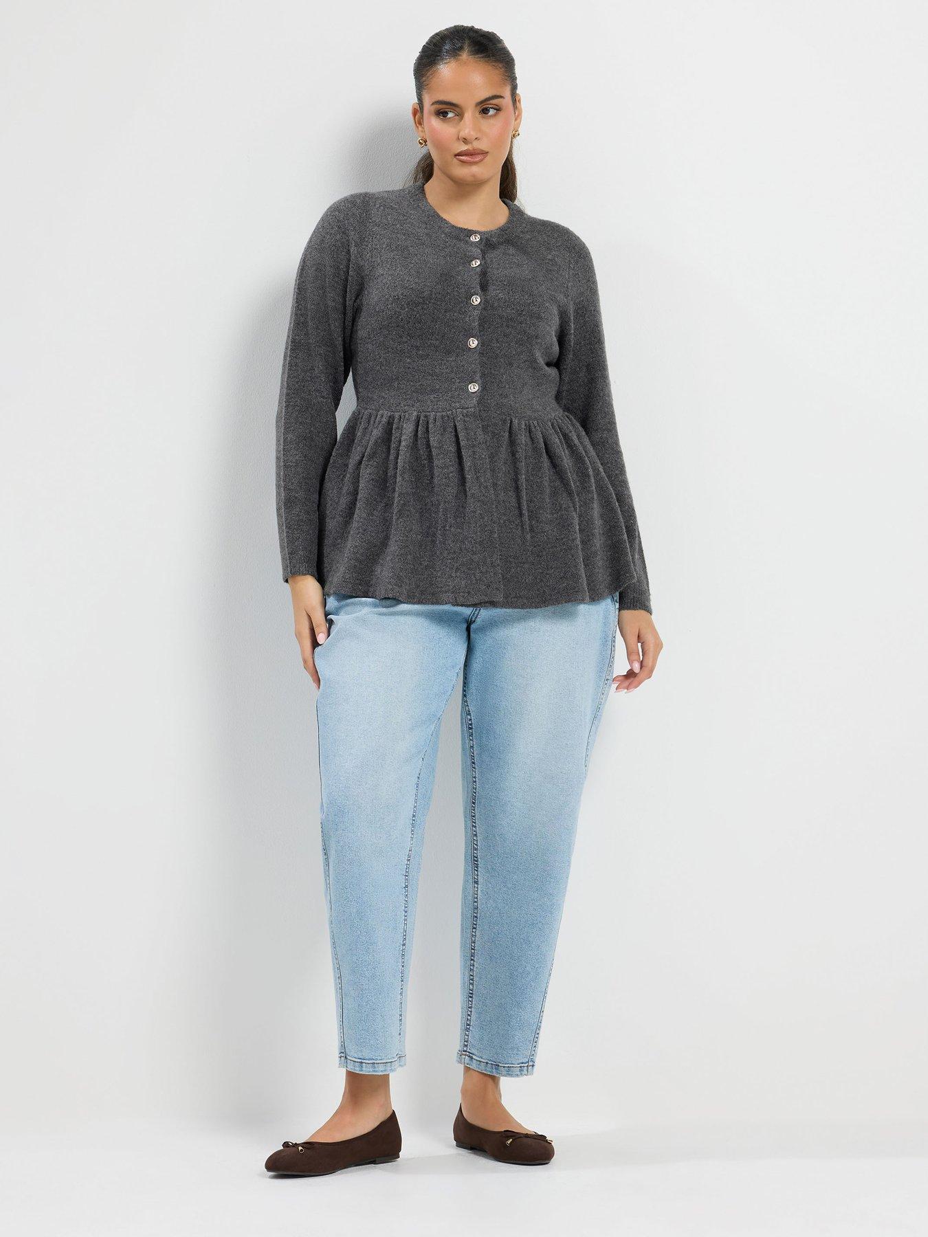 Image 3 of 4 of Yours Curve Peplum Flash Yarn Cardigan