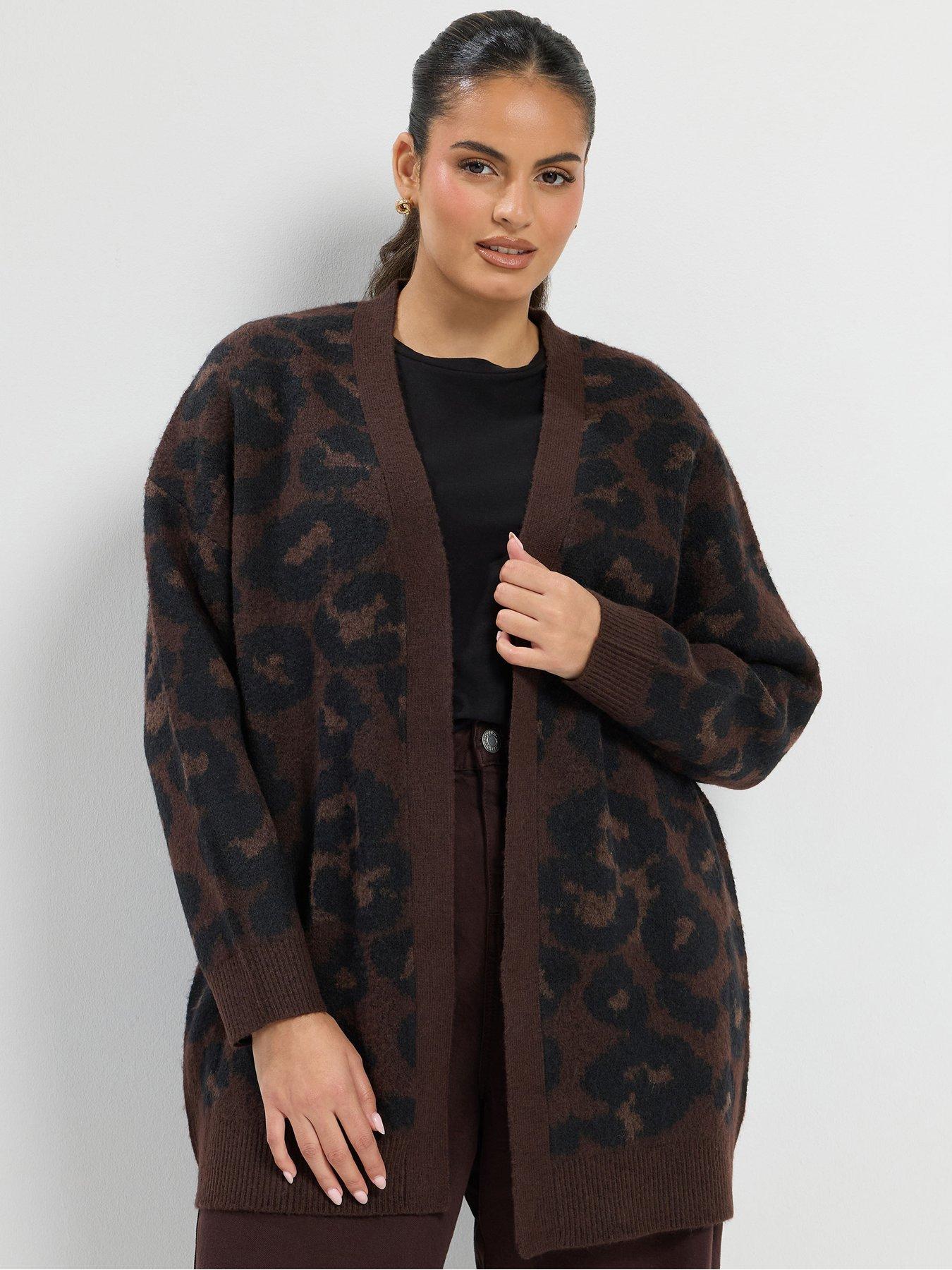 Image 1 of 4 of Yours Womens Curve Leopard Cardigan - Brown
