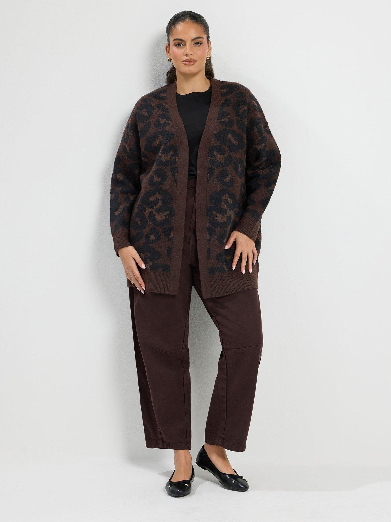 Image 3 of 4 of Yours Womens Curve Leopard Cardigan - Brown