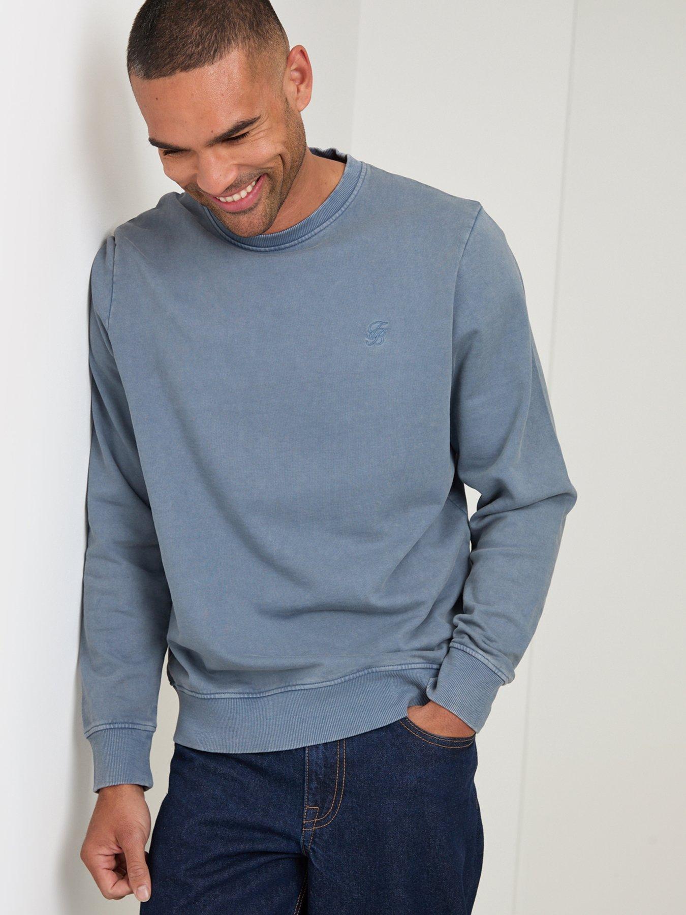 Image 1 of 4 of Threadbare Mens Cotton Crew Neck Sweatshirt - Columbia Blue