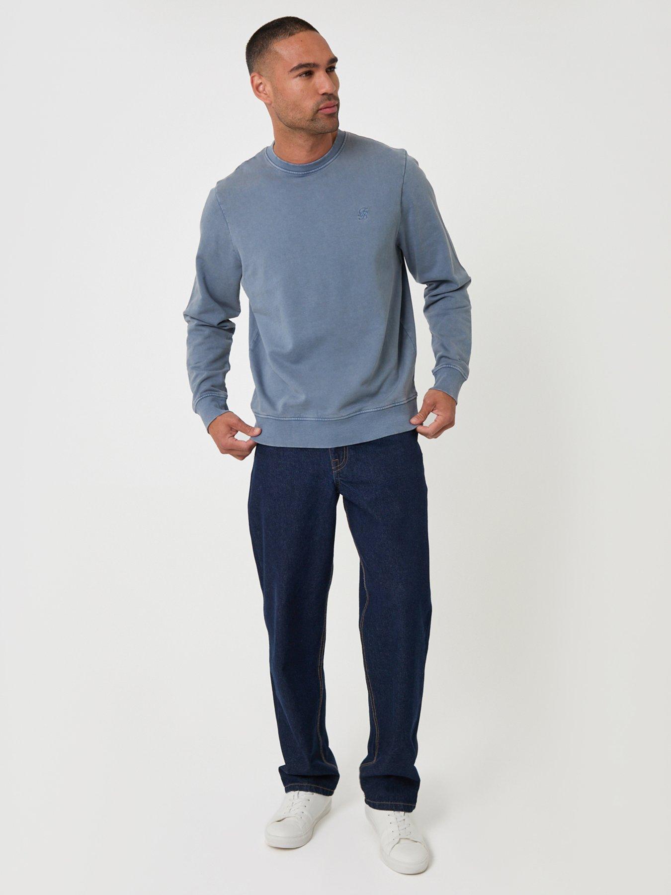 Image 3 of 4 of Threadbare Mens Cotton Crew Neck Sweatshirt - Columbia Blue