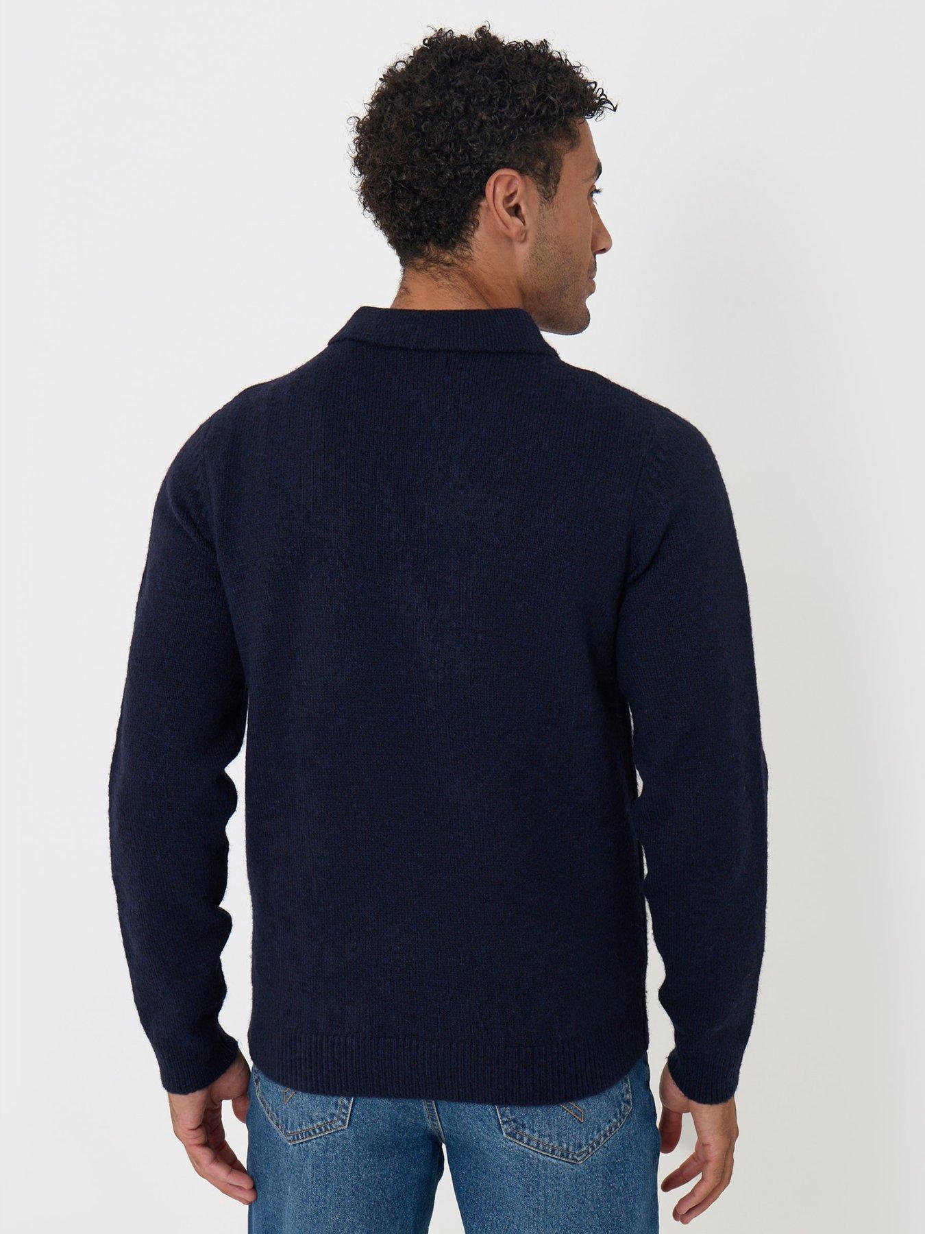 Image 2 of 5 of Threadbare Mens Windermere Half-Zip Polo Neck Chunky Knit Jumper - Navy