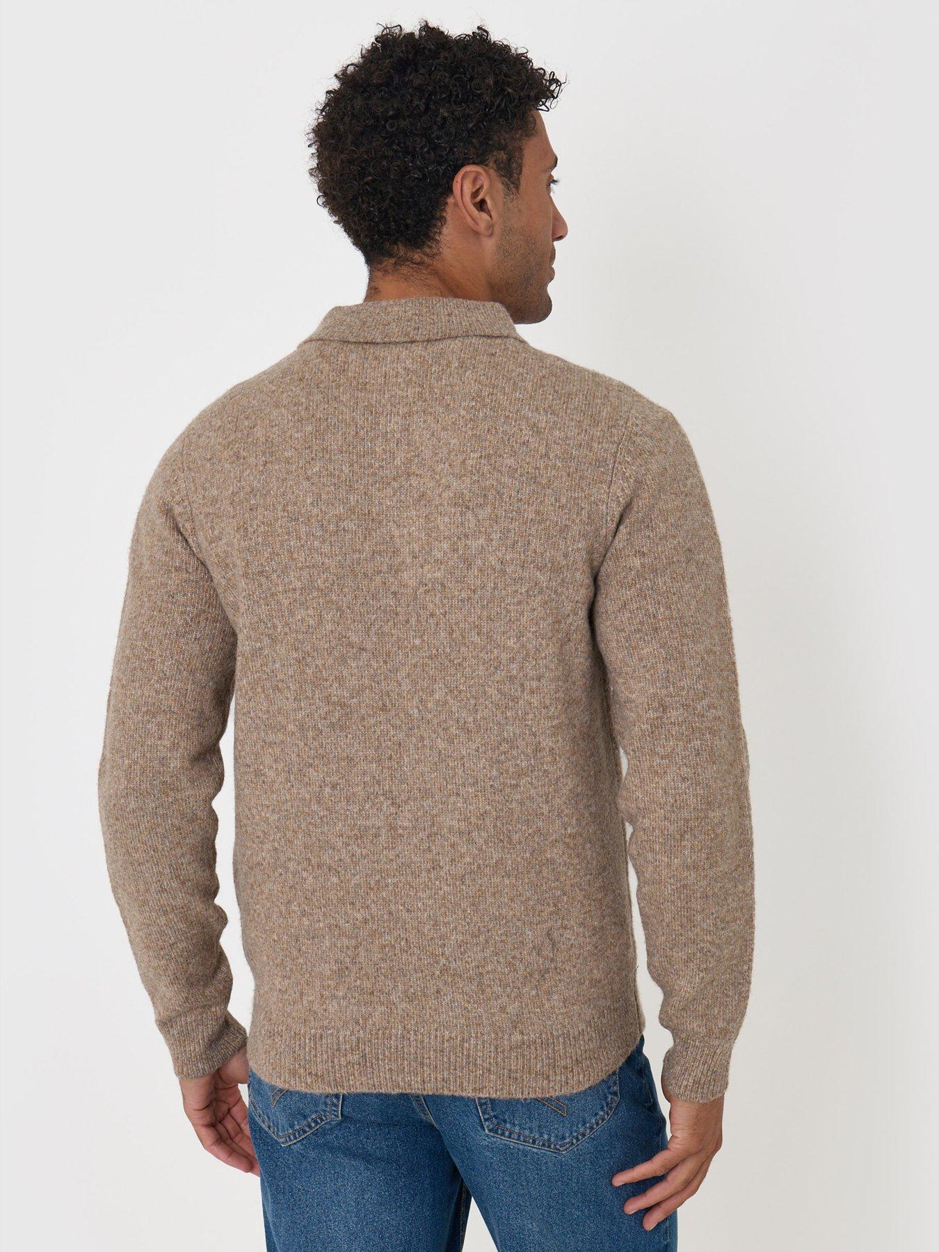 Image 2 of 5 of Threadbare Mens Windermere Half-Zip Polo Collar Jumper - Taupe