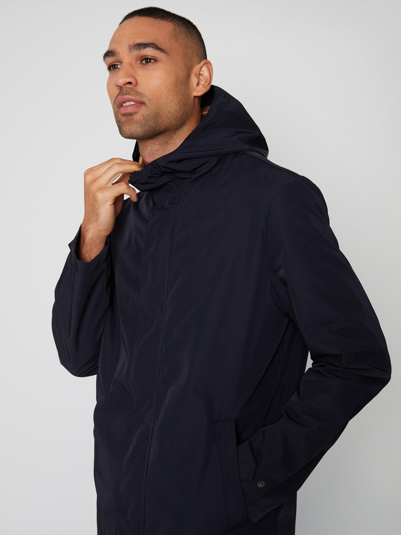 Image 4 of 4 of Threadbare Mens Hooded Lightweight Longline Boynton Jacket - Navy
