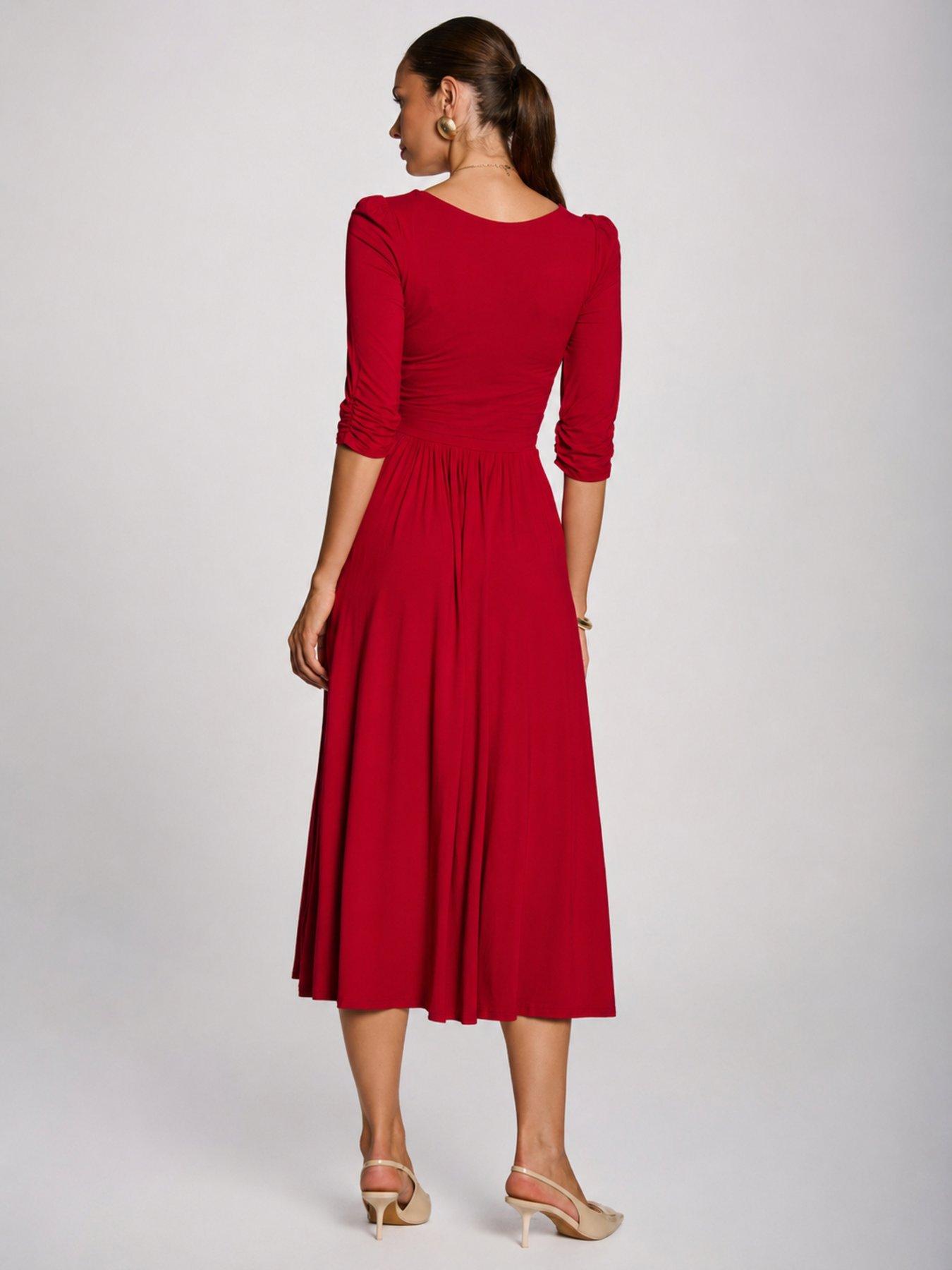 Image 2 of 7 of Jolie Moi 3/4 Sleeve Modal Viscose Midi Dress