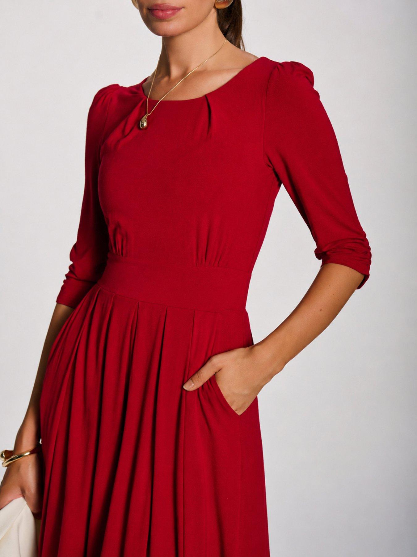 Image 4 of 7 of Jolie Moi 3/4 Sleeve Modal Viscose Midi Dress