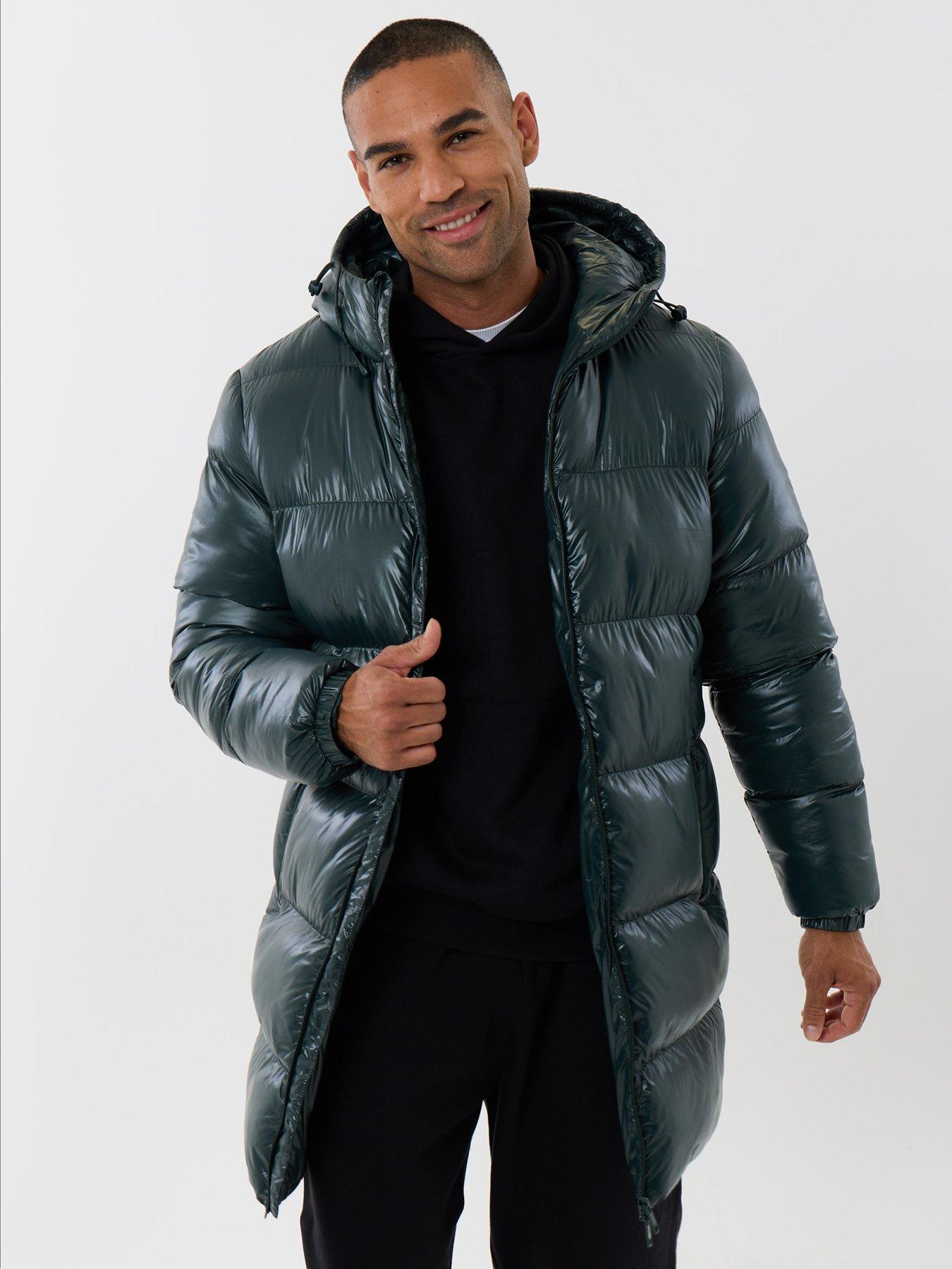 Image 1 of 5 of Threadbare Mens Lees Padded Longline Hooded Jacket - Green