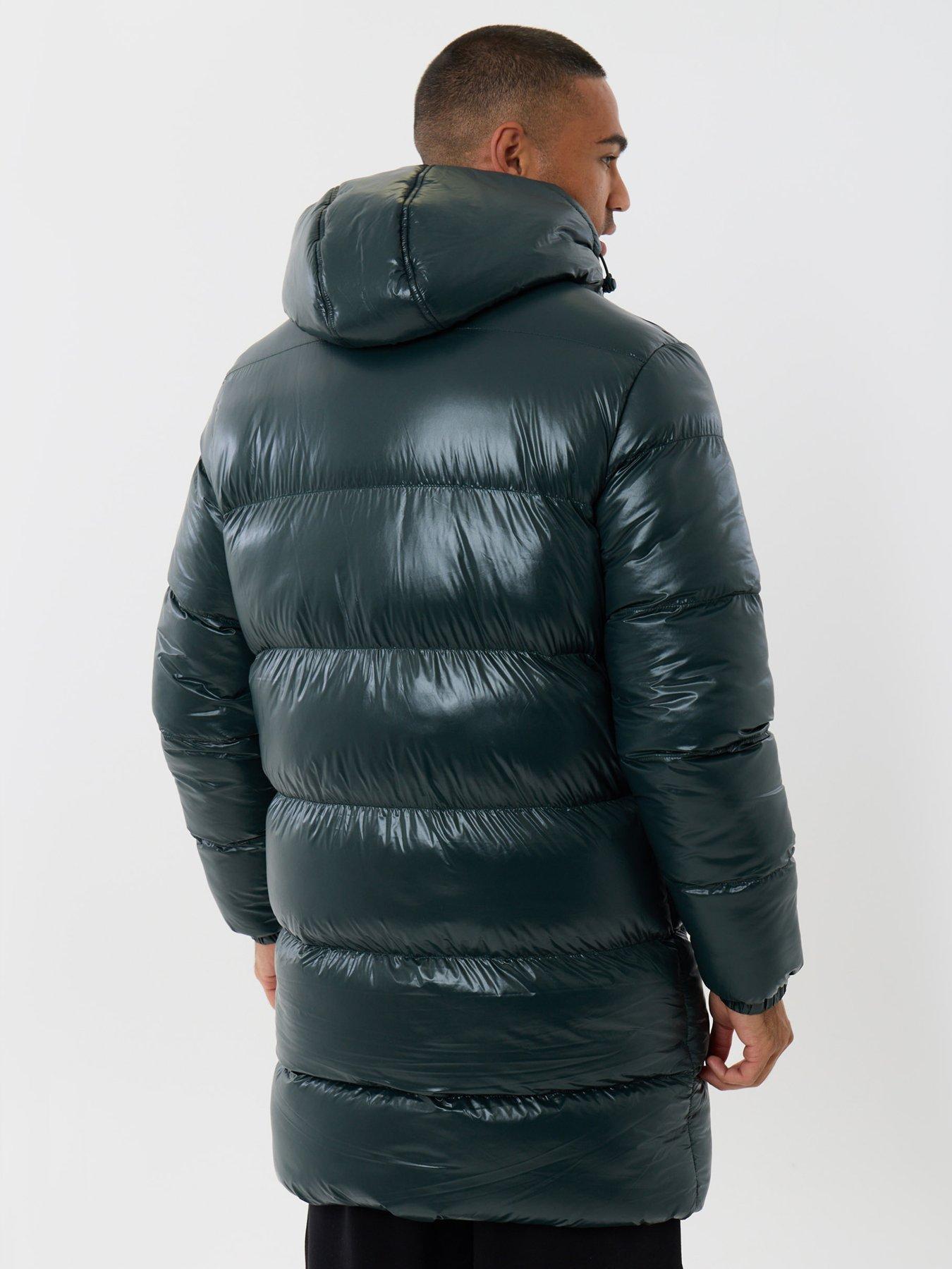 Image 2 of 5 of Threadbare Mens Lees Padded Longline Hooded Jacket - Green