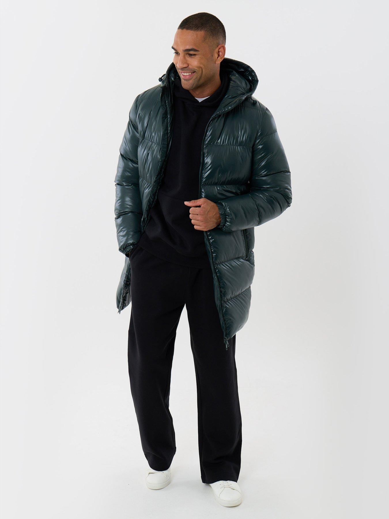 Image 3 of 5 of Threadbare Mens Lees Padded Longline Hooded Jacket - Green