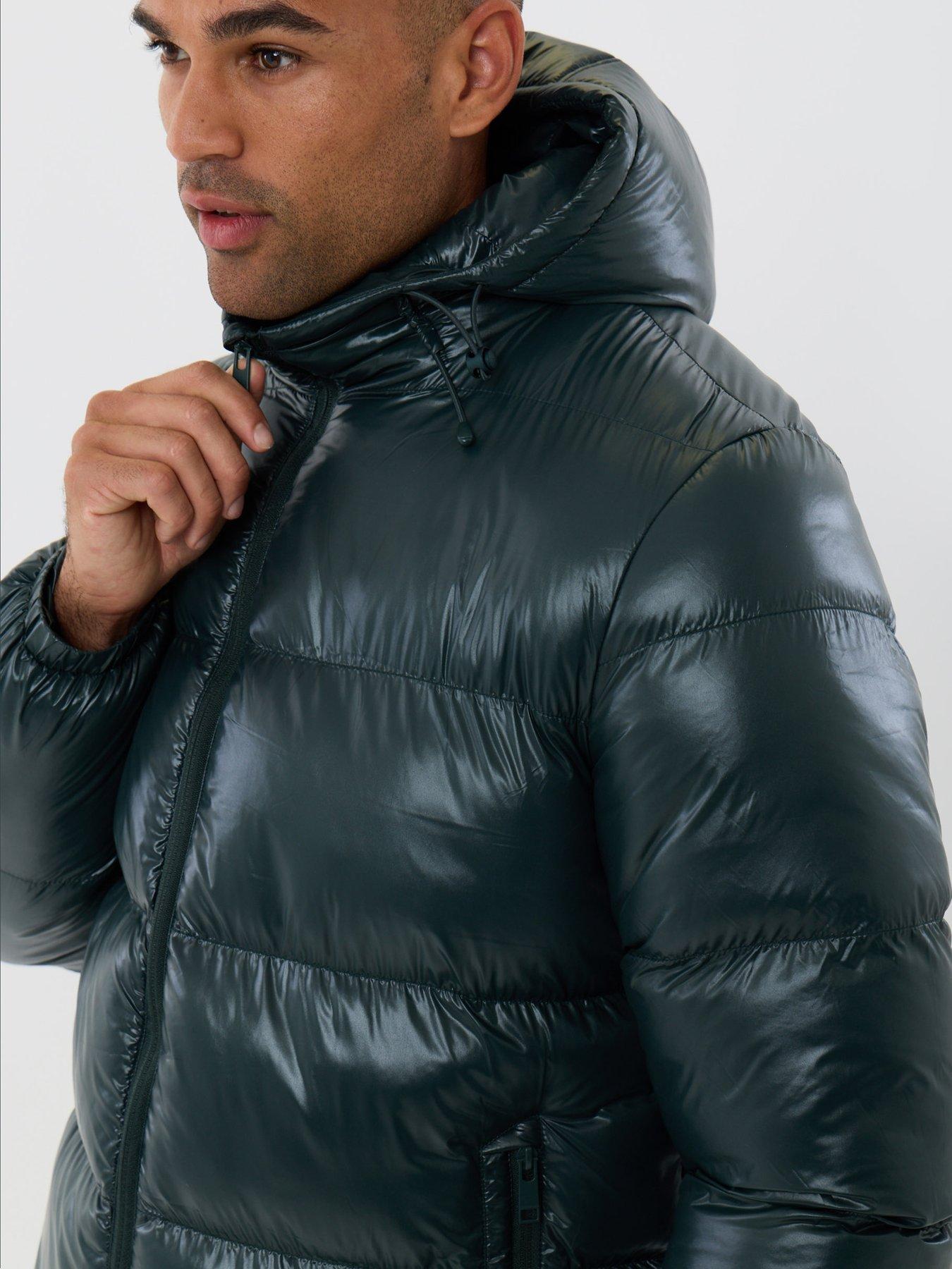 Image 4 of 5 of Threadbare Mens Lees Padded Longline Hooded Jacket - Green