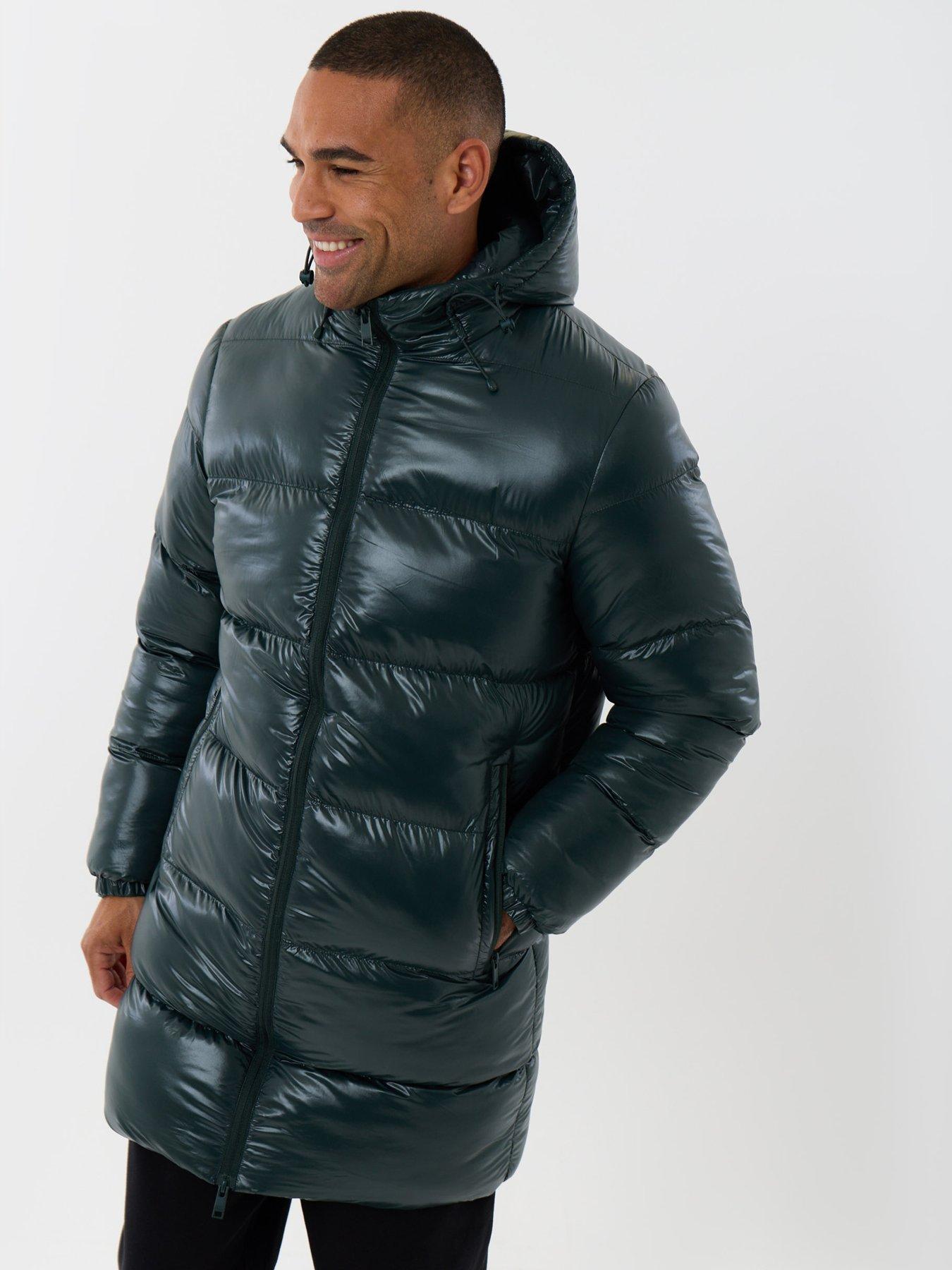 Image 5 of 5 of Threadbare Mens Lees Padded Longline Hooded Jacket - Green