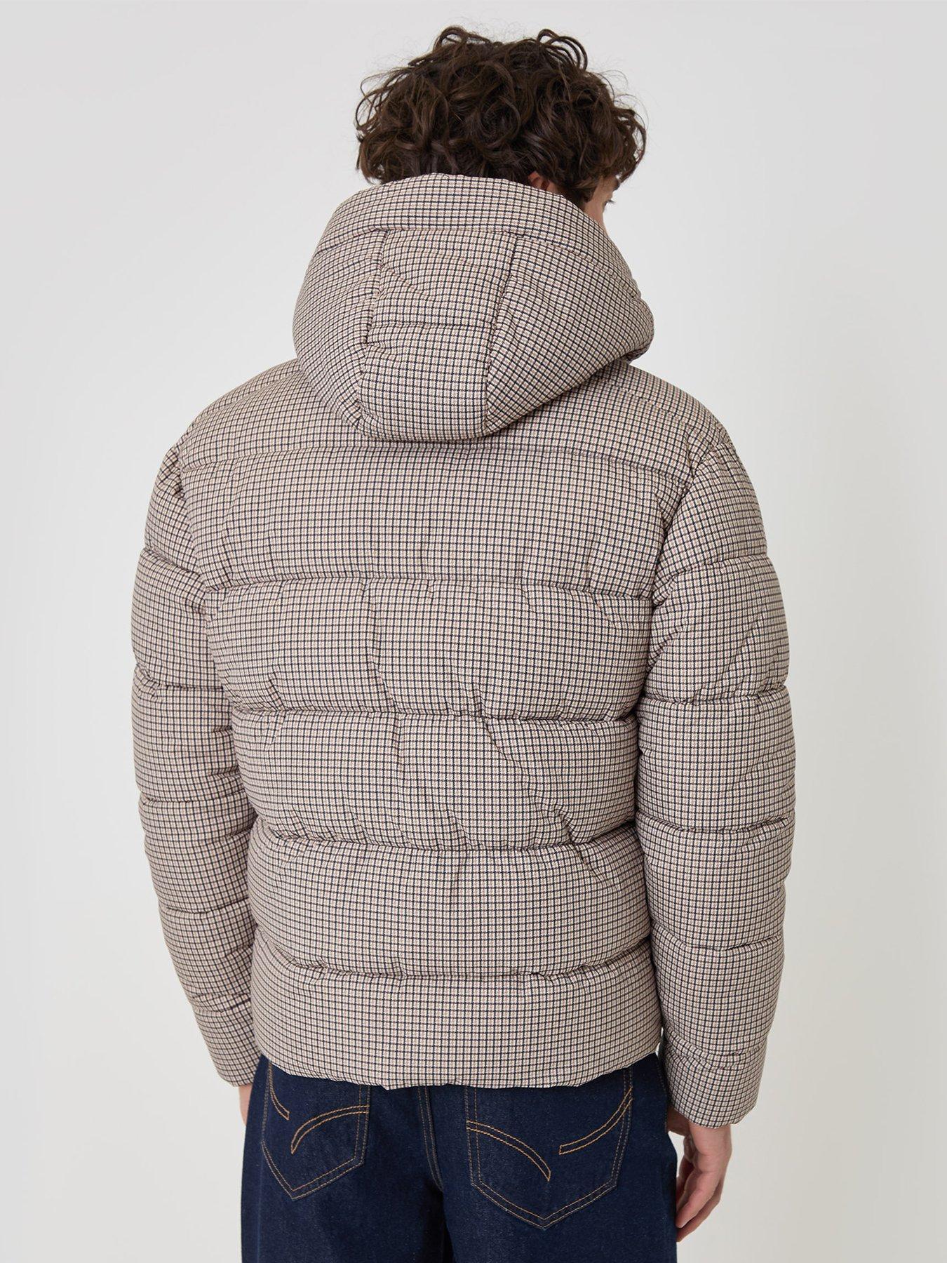 Image 2 of 6 of Threadbare Mens Padded Hooded Check Jacket - Brown Check