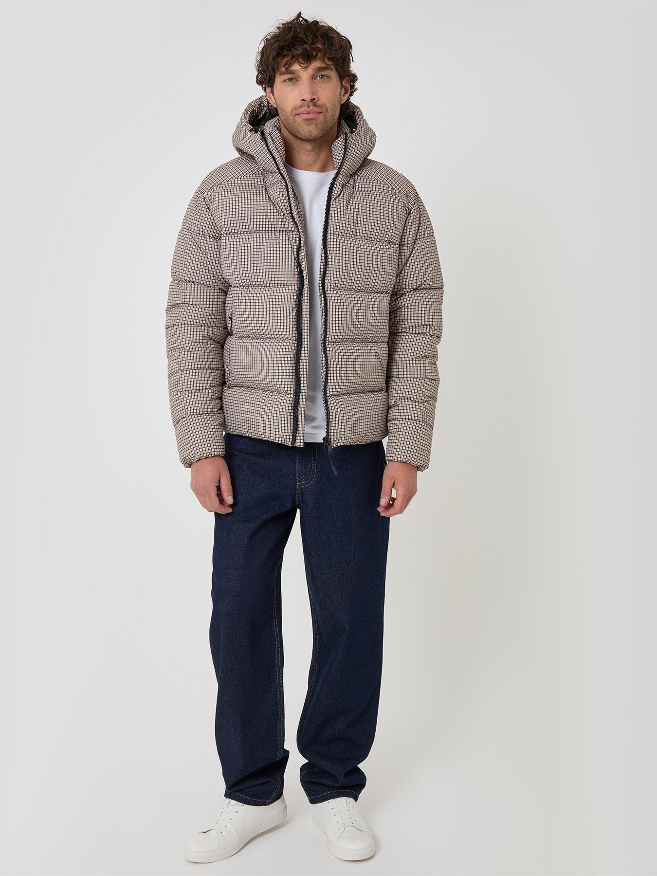 Image 3 of 6 of Threadbare Mens Padded Hooded Check Jacket - Brown Check