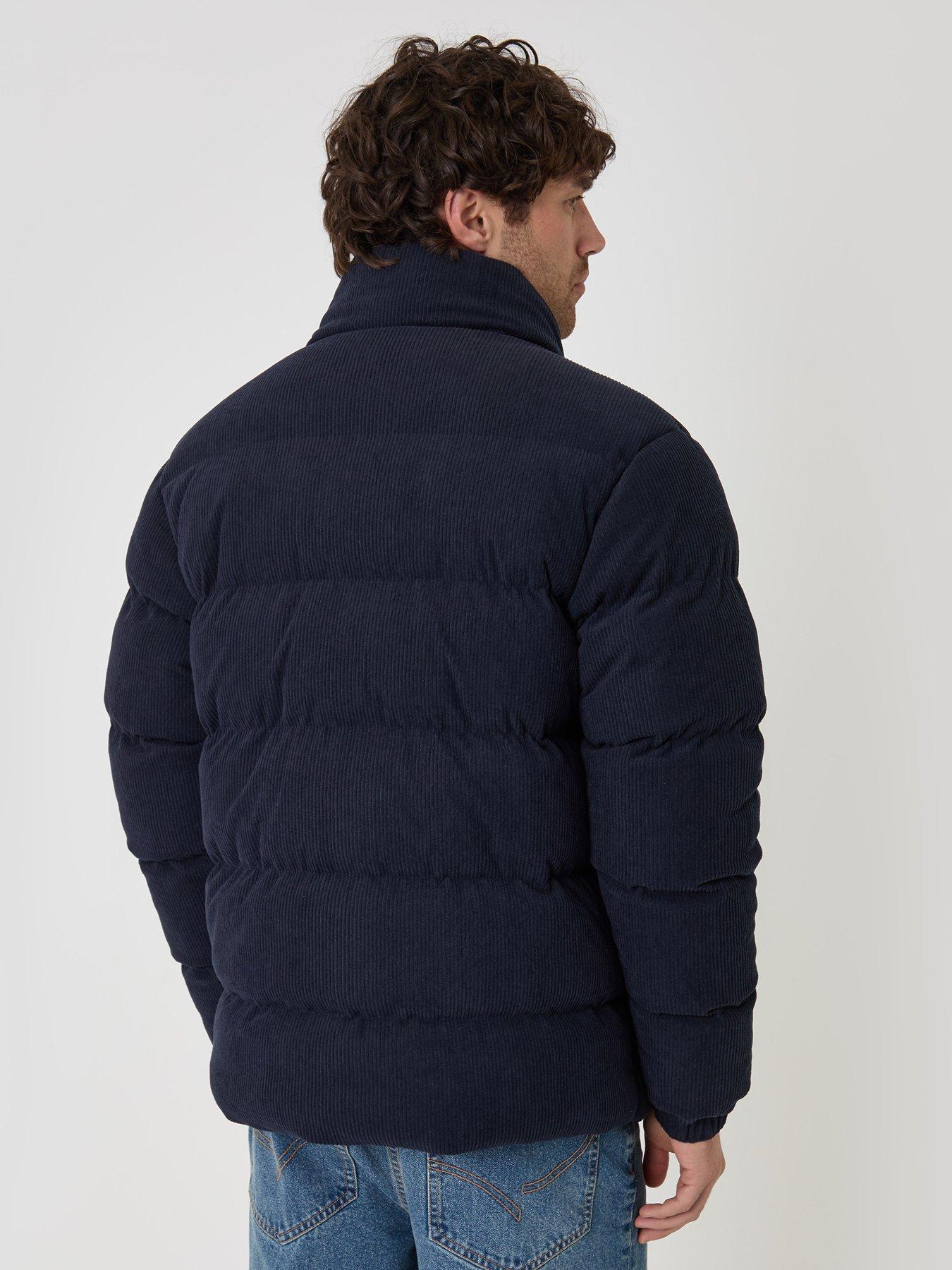 Image 2 of 5 of Threadbare Mens Corduroy Padded Funnel Neck Jacket - Navy