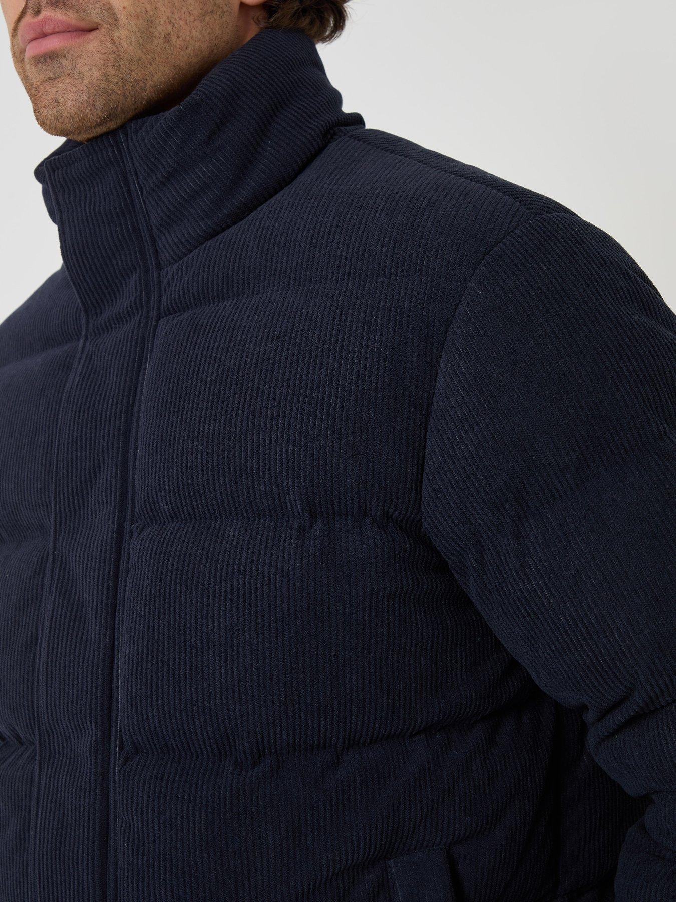 Image 4 of 5 of Threadbare Mens Corduroy Padded Funnel Neck Jacket - Navy